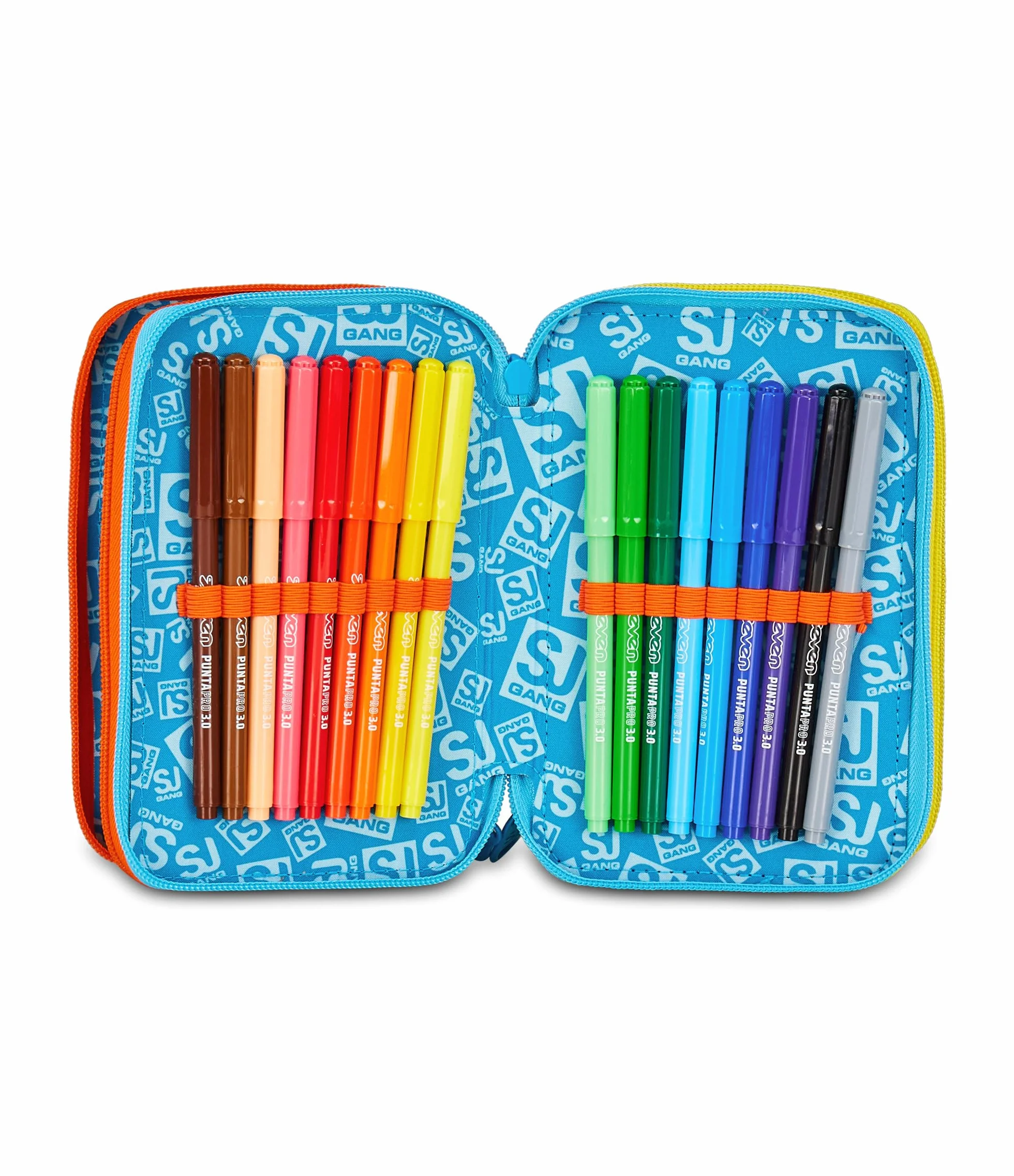 SJ GANG STYLE JAM GANG Astuccio Scuola 3 Zip Dragon Glide, Blu, Portapenne Triplo Scomparto Completo Di Penne, Matite, Colori, Accessori Zaino, Scuola Elementare, Bambino