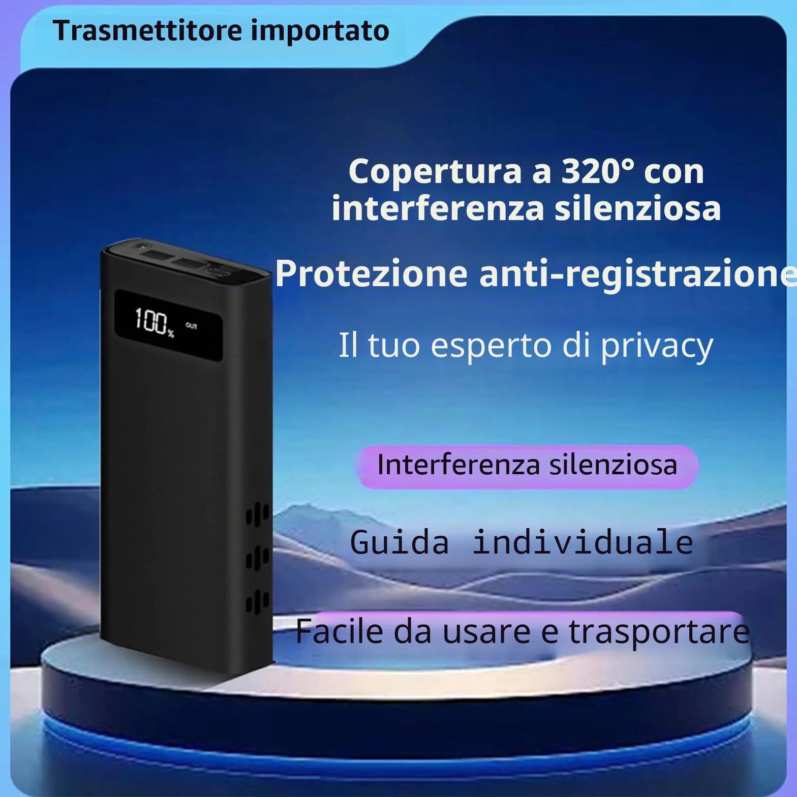 Dispositivo di disturbo audio – Protezione per la privacy a ultrasuoni anti-registrazione con schermo a 360° per riunioni sicure e uso in ufficio
