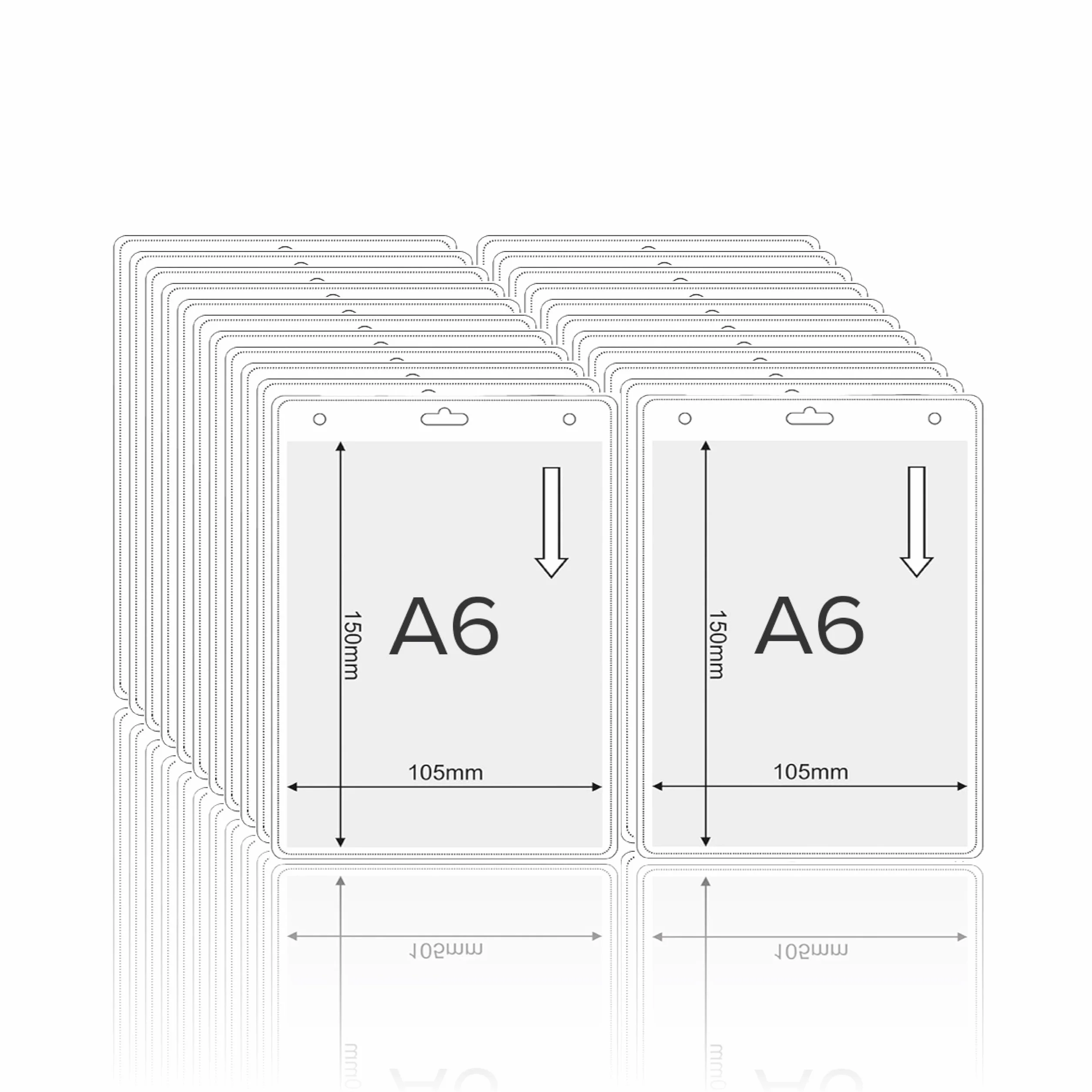 Set 50 portabadge morbidi trasparenti A6 105x150 mm per carte pass documenti