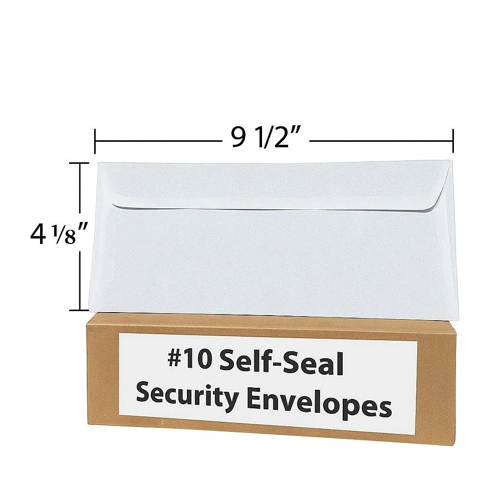 Supply Air Buste di sicurezza n. 10, 10 x 24 cm, carta bianca autosigillante, confezione da 200 con motivo interno colorato