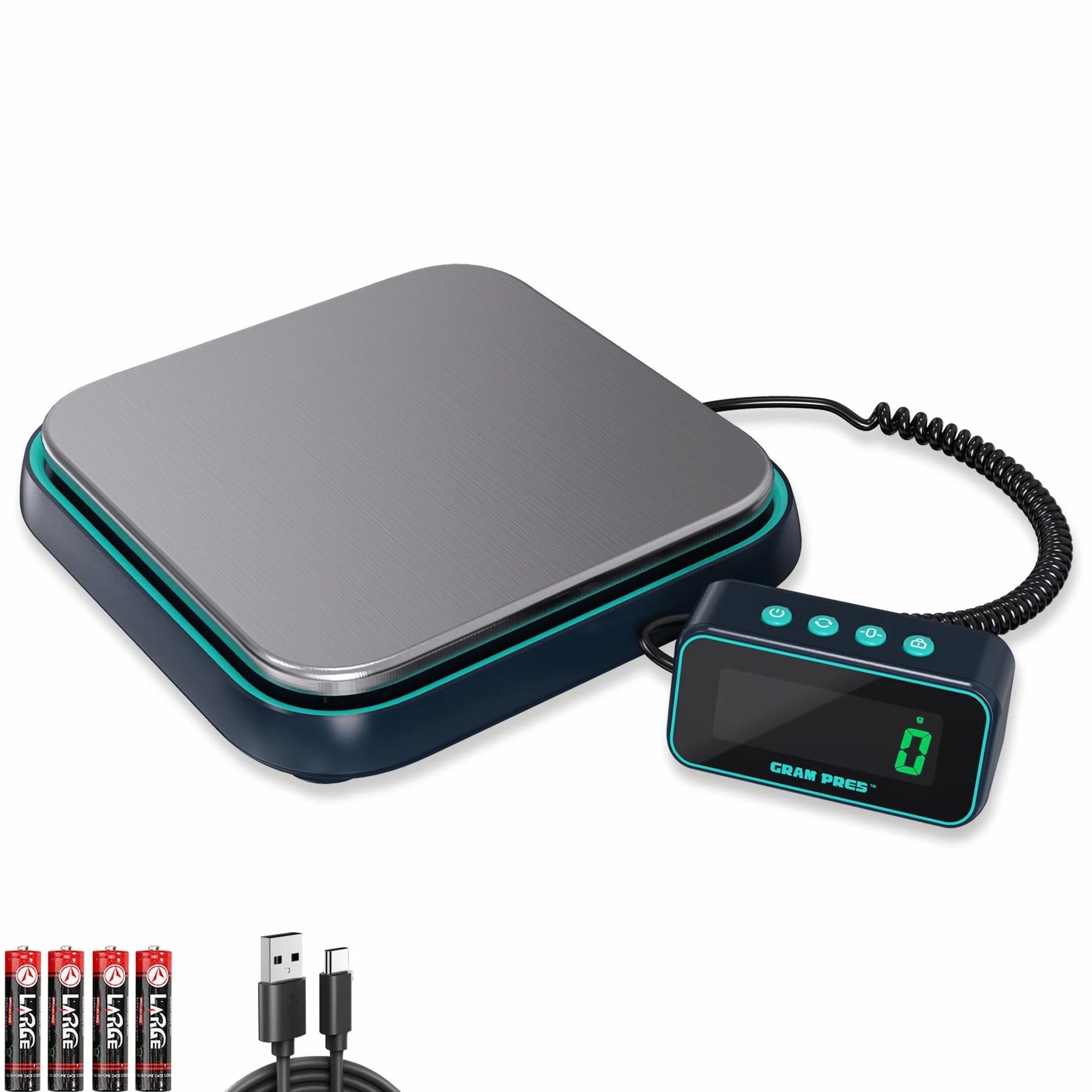 GRAM PRES Bilancia digitale per spedizioni, 39 kg/2,8 g, bilancia postale ad alta precisione per pacchi con display LCD Hold/Tare/separato, bilancia postale in acciaio inox, bilancia per pacchi