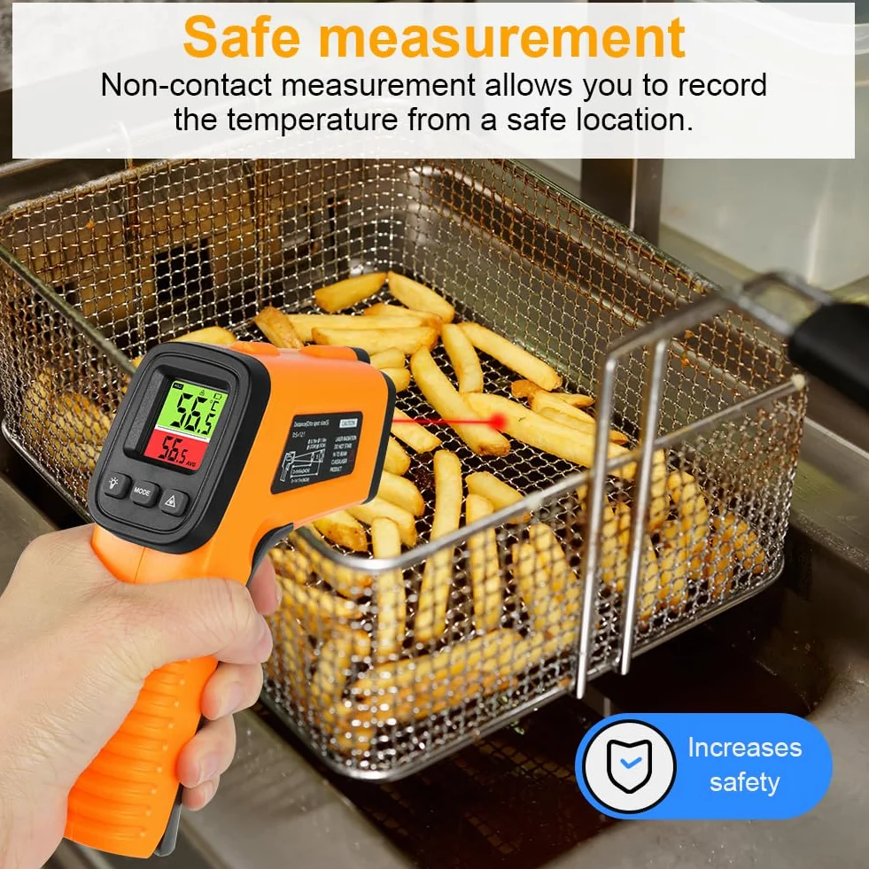 Termometro Infrarossi -50°C ~ 550°C Digitale Laser Senza Contatto Emissività Regolabile per Cucina Forno BBQ