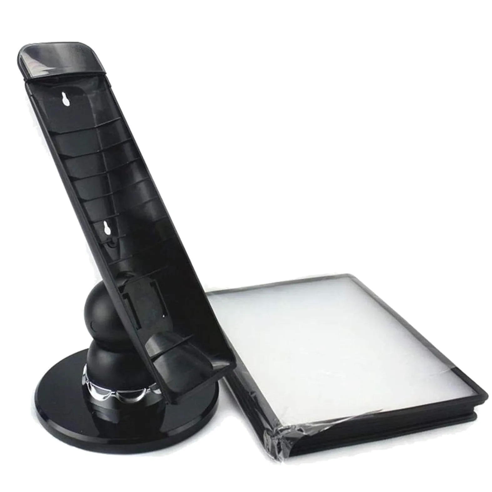 Portadocumenti da scrivania regolabile in PVC e metallo | Espositore da ufficio nero da 10/20 pagine: organizer di riferimento(10 pages)