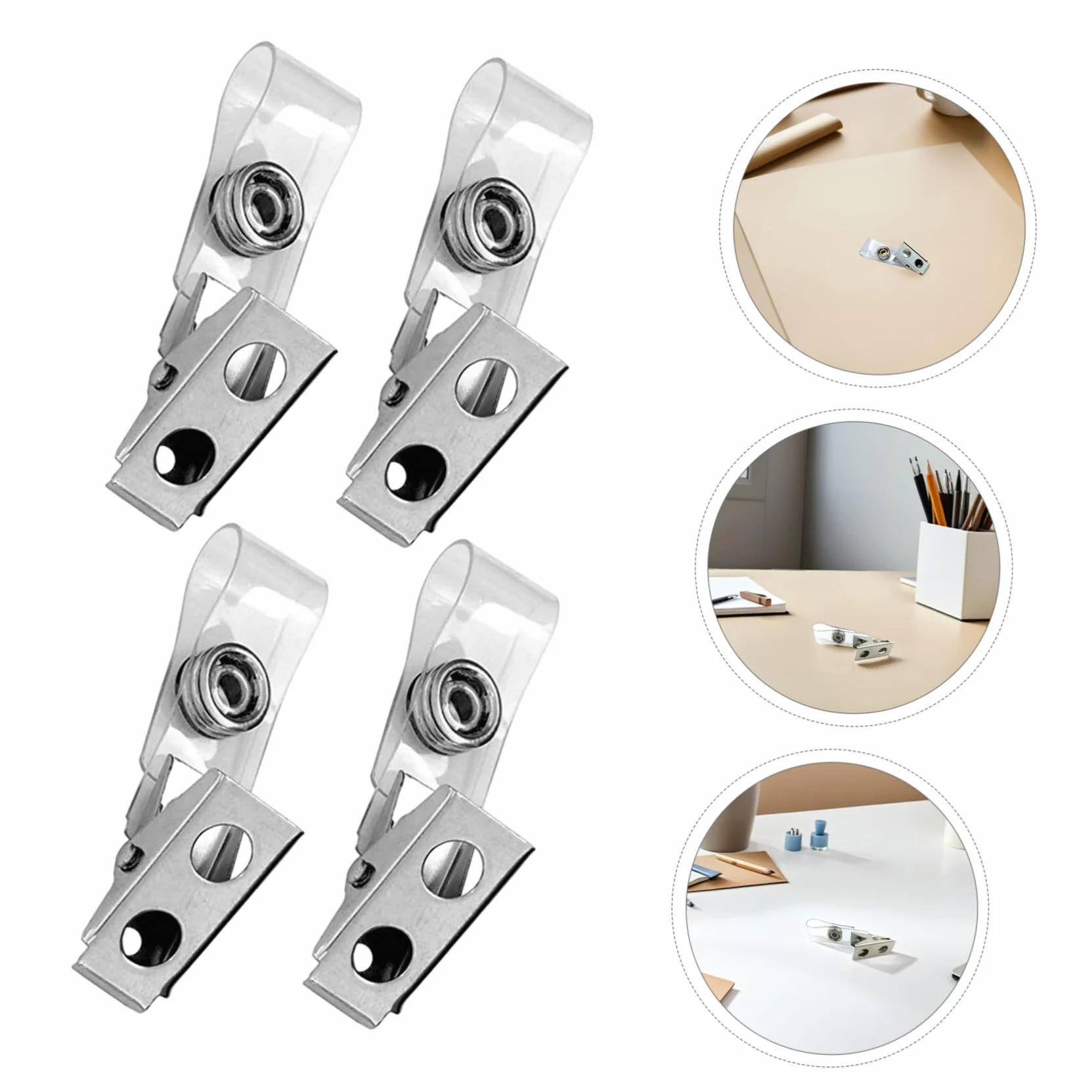 Angoily 250pezzi Porta Tessera Badge Doppio Foro con Laccetti in Pvc Trasparente Clip per Badge Identificativi Compatibili con Vari Cordini Resistente Agli Strappi e Strutturato in Metallo
