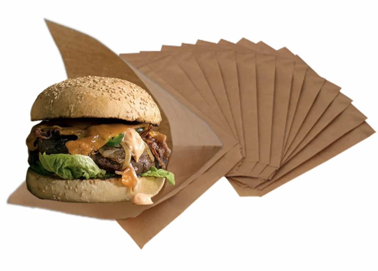 Sacchetti in Carta Kraft Antigrasso 250 Pezzi 15x15 cm per Hamburger Kebab Panini