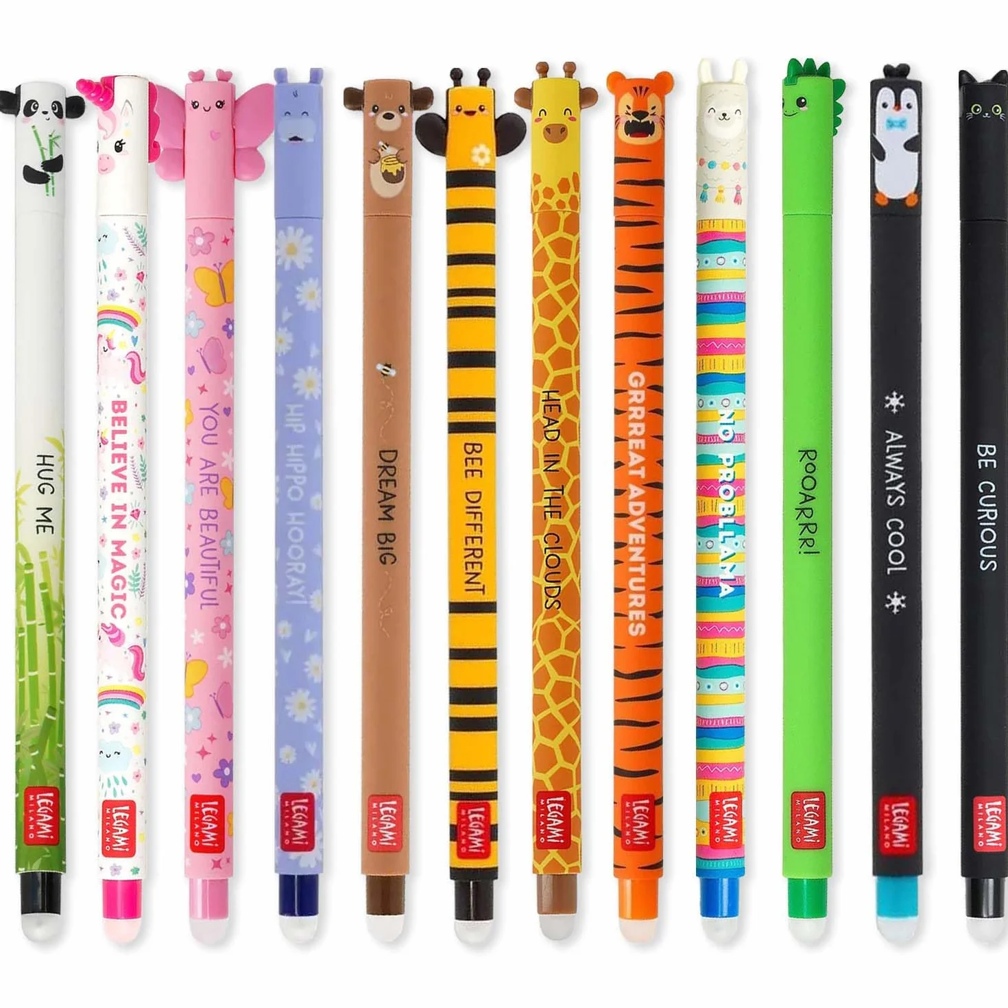 Legami Set 12 Penne Gel Cancellabili Termosensibili 0,7 mm Design Animali