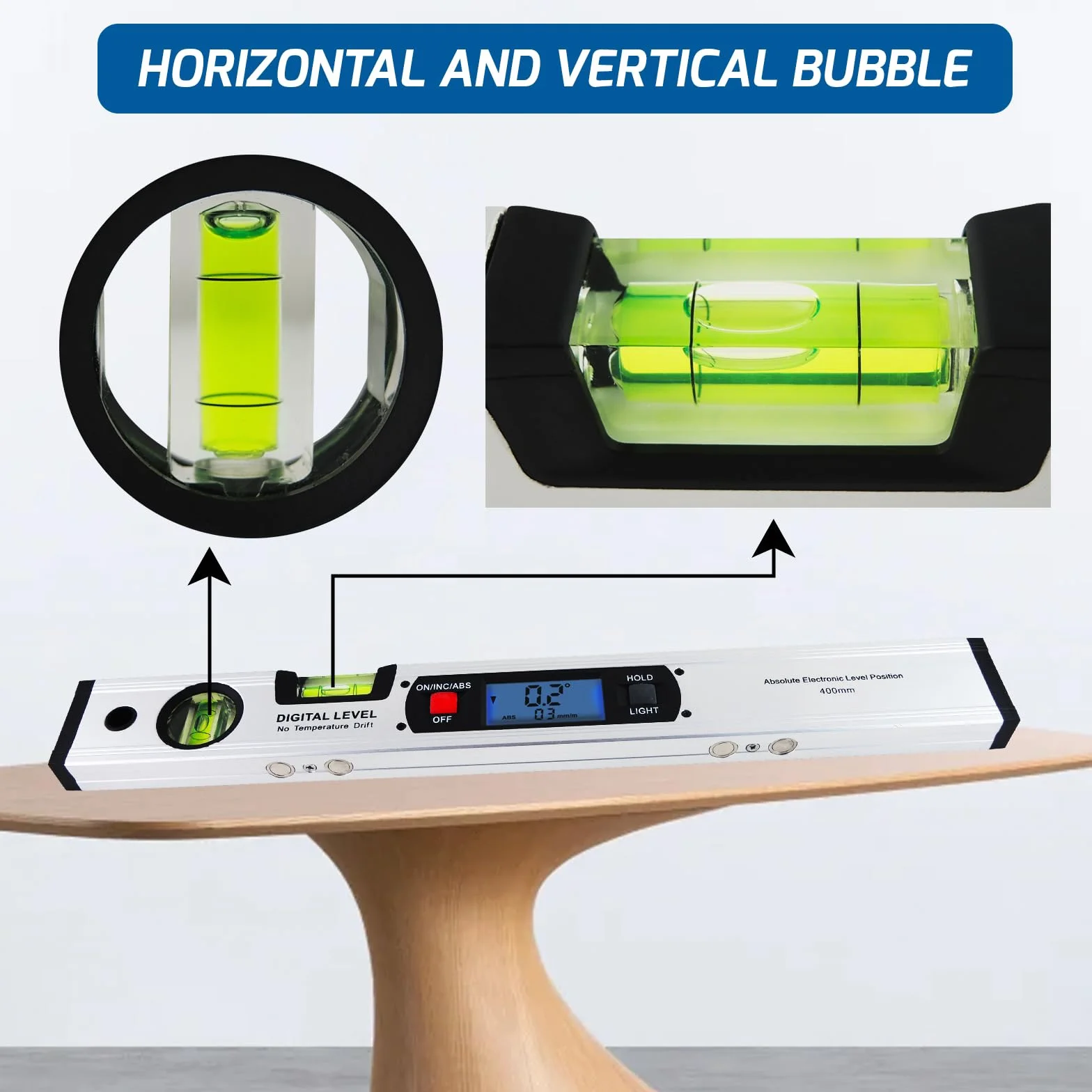 Inclinometro Digitale A 360 ° Per Righello Di Ricerca Di Angoli Con Goniometro Da 42 Cm Con Magneti/Retroilluminazione