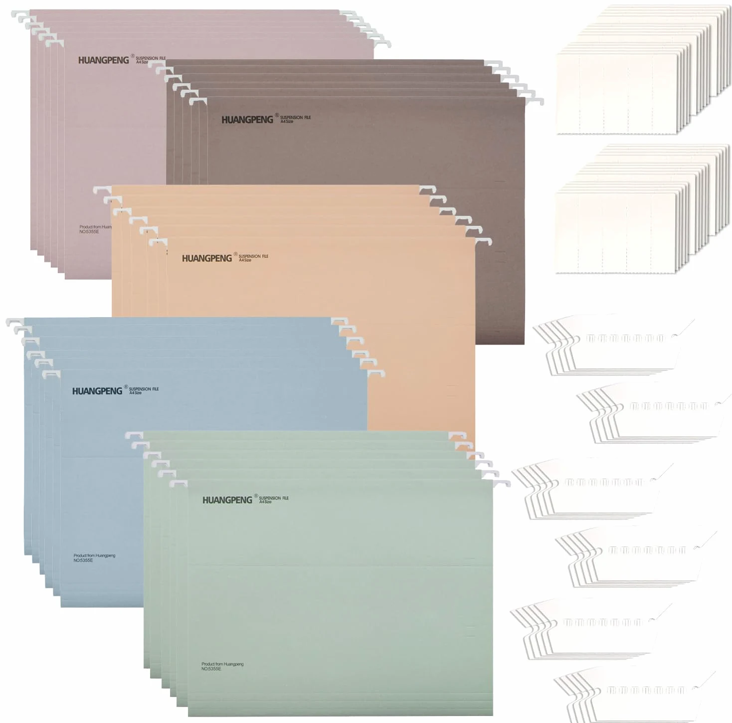 30 cartelle sospese per armadietti, formato A4, cartelle sospese per schedari, cartelle colorate da appendere per schedari, divisori con linguette e inserti per schede per ufficio e casa (5