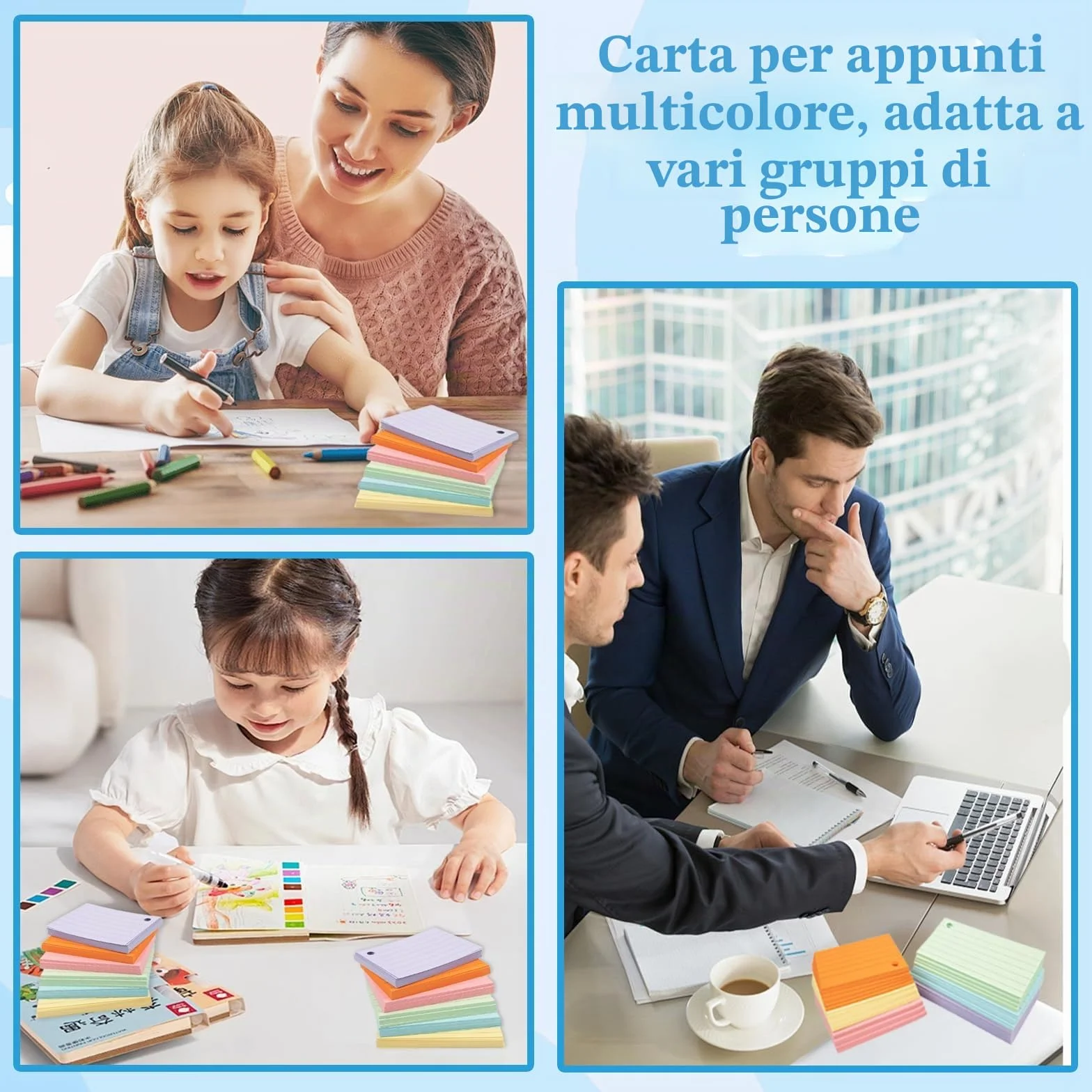 Flashcard A8 600 pezzi foderate con anello per apprendimento vocabolario ufficio scuola casa