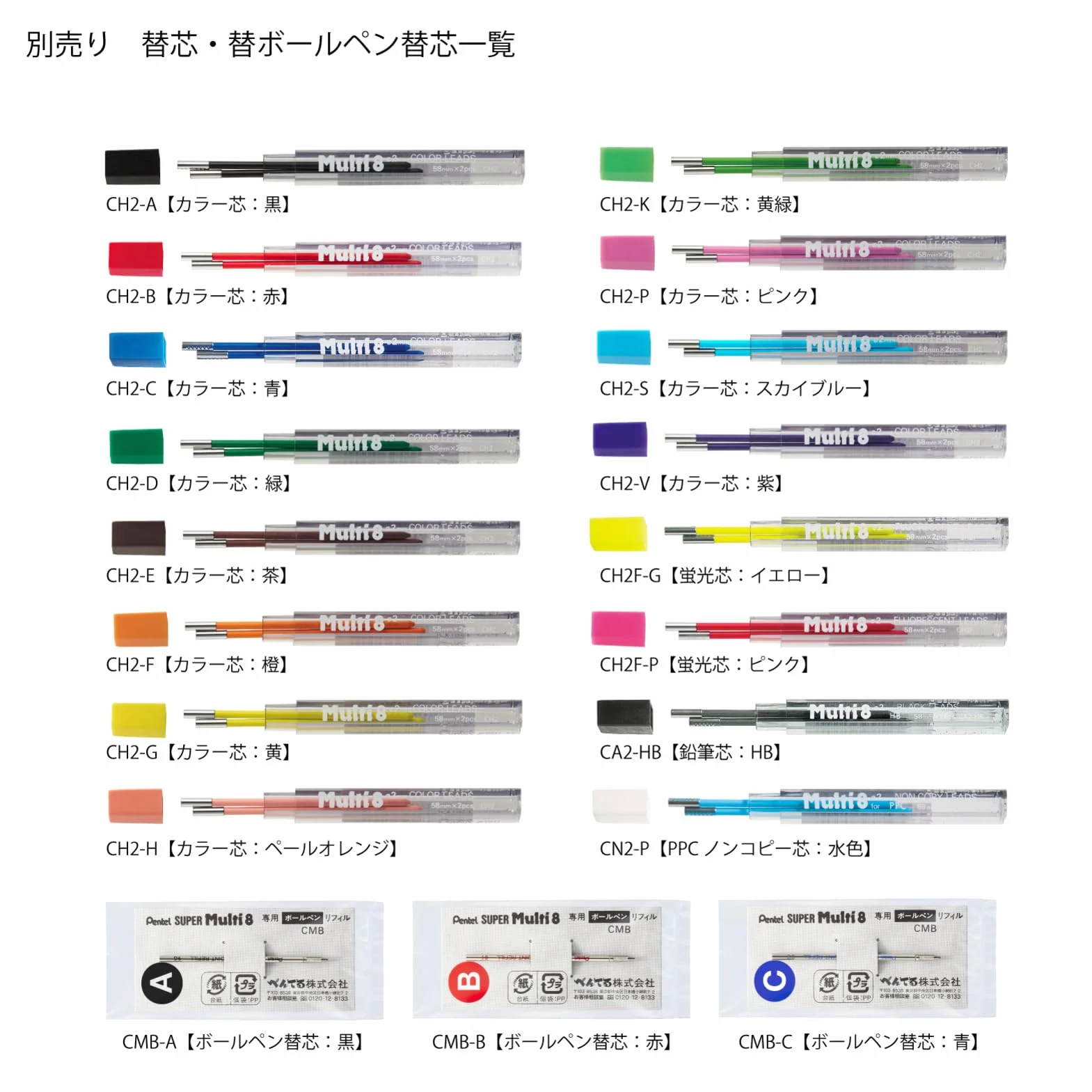 Pentel PH802ST Set 8 supporti per matite e lead