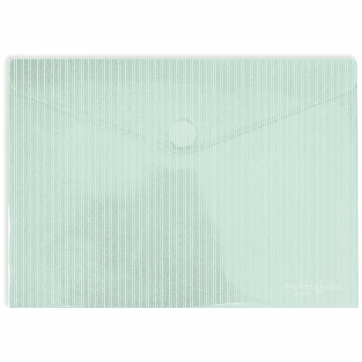 Grafoplás Confezione 5 cartelle buste plastica A3 chiusura velcro verde menta Multiline 33,5x24 cm Polipropilene vetro righe traslucido