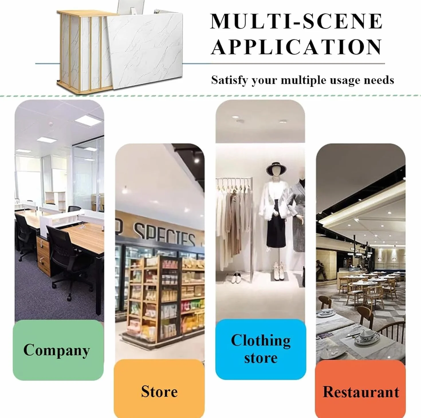 Bancone Reception Negozio, Bancone Reception Centro Estetico con Cassetti, Hotel,Bancone Reception Moderno per Supermercato Hotel Lobby Reception(Marble color,140x40x90cm)