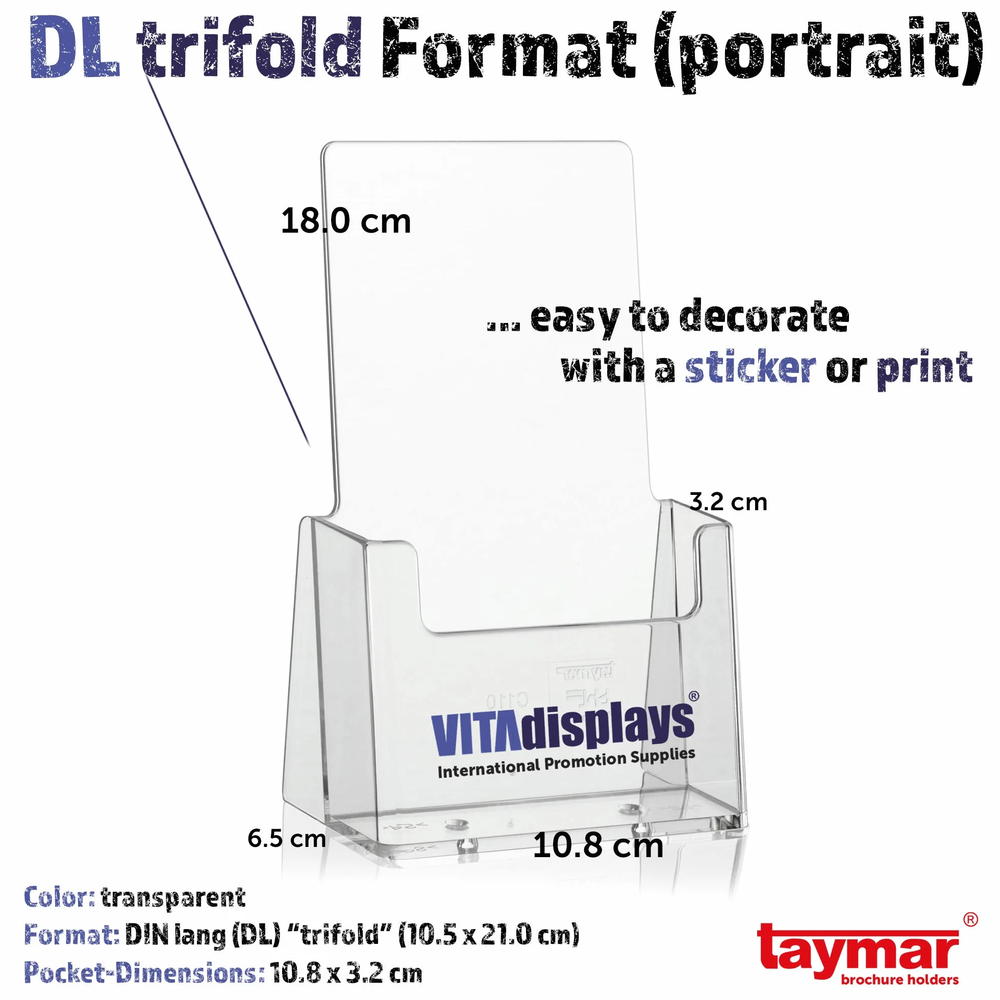 Taymar C110 - Espositore a 1 scomparto per volantini Confezione da 2