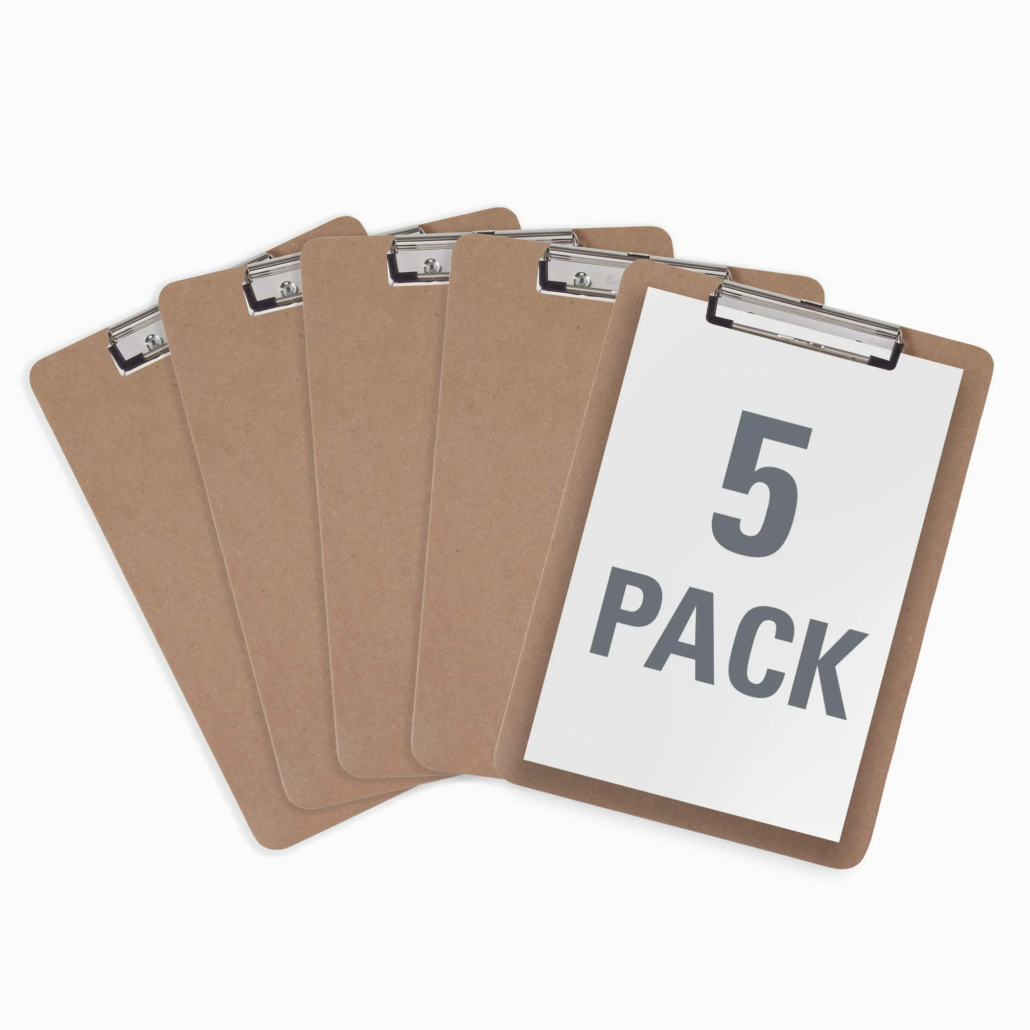 Saunders Cartellina portablocco in truciolato con clip a basso profilo, adatta per documenti formato lettera, 21,6 x 27,9 cm, ideale per ufficio e aula (confezione da 5) (70005)