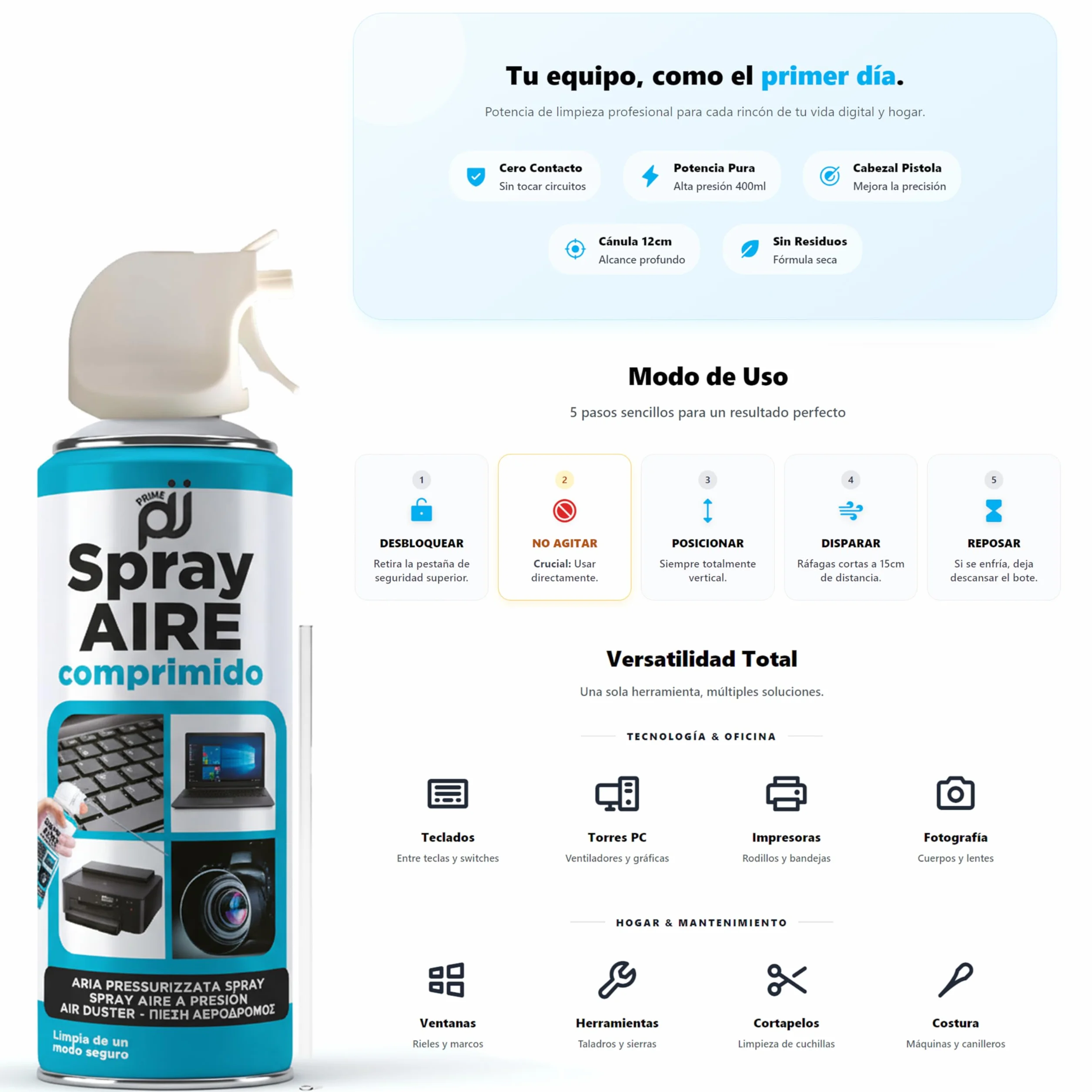 Spray ad aria compressa a base di gas per la pulizia di materiale elettronico, 400 ml (24)