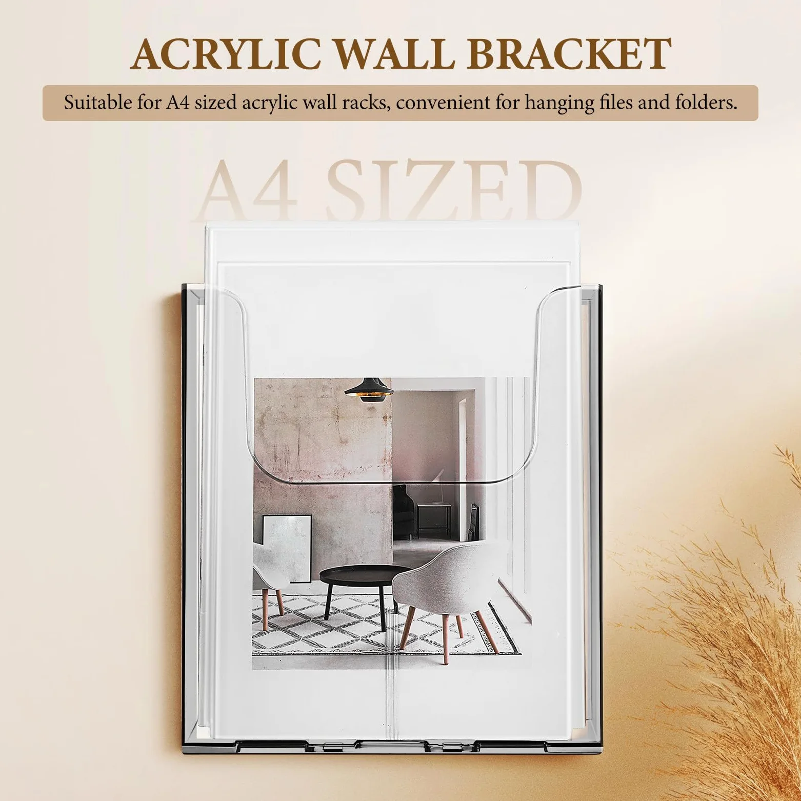 4 Pezzi Porta Brochure da Parete A4 in Espositore Minimale | Scuola e Casa, Robusto, Anti Deformazione, Facile Installazione