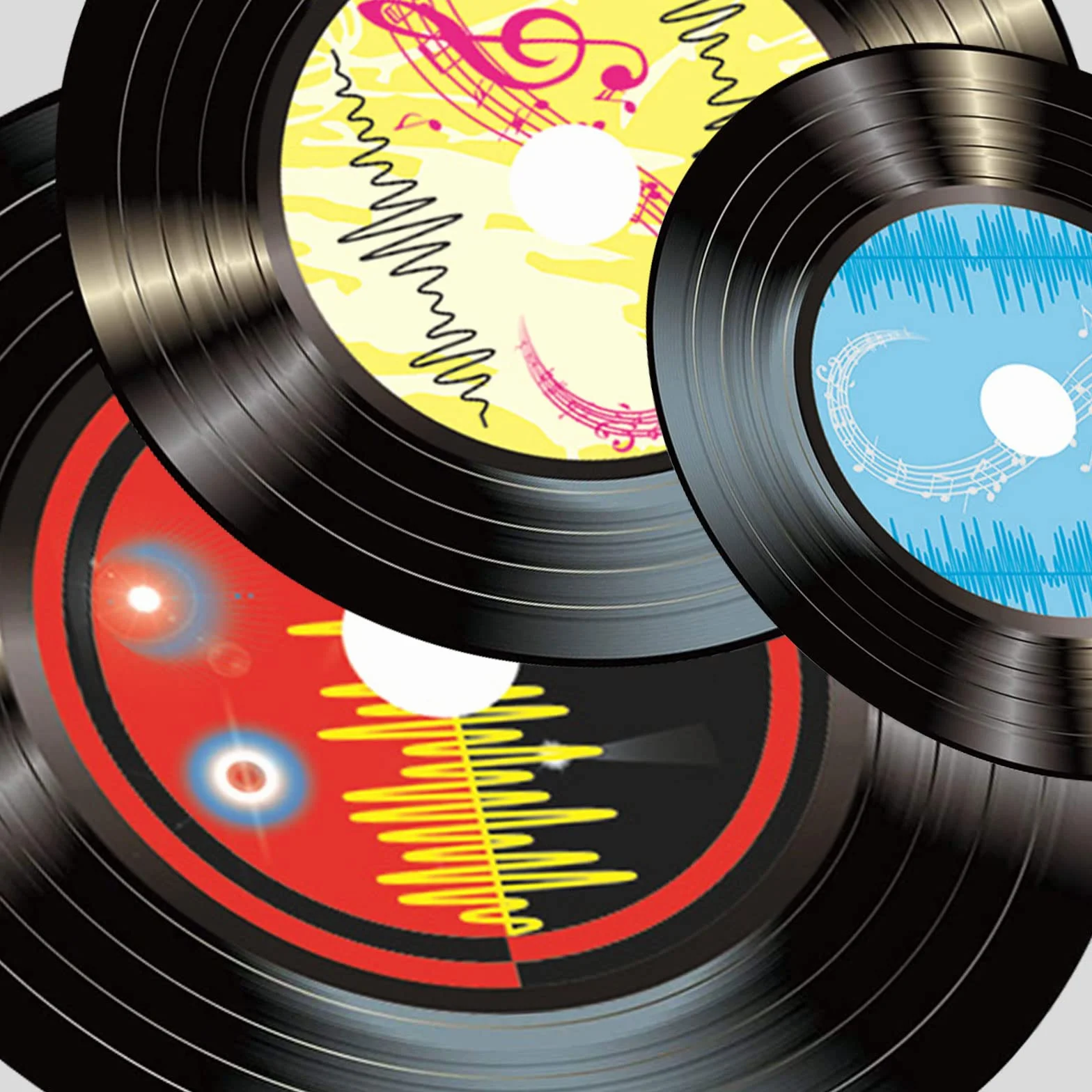 Decorazione da Parete Dischi Vinile 8 Pezzi Rock'N'Roll Anni '50 Nero