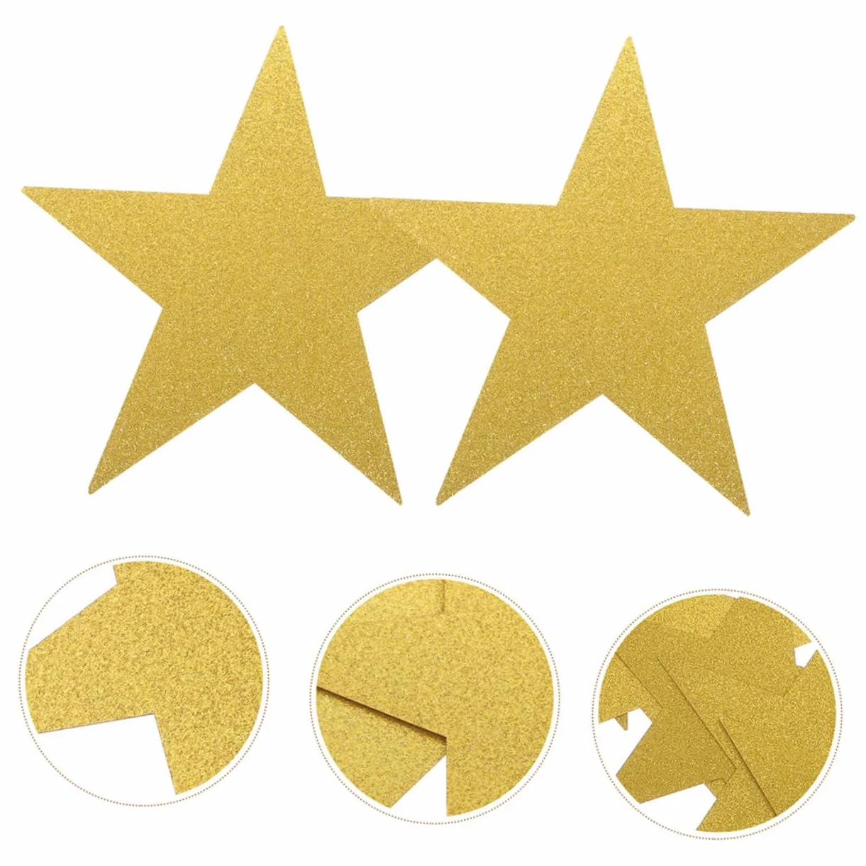 Stelle a Cinque Punte Carta Artigianale Glitter Oro 60 Pezzi per Decorazioni Fai-da-te