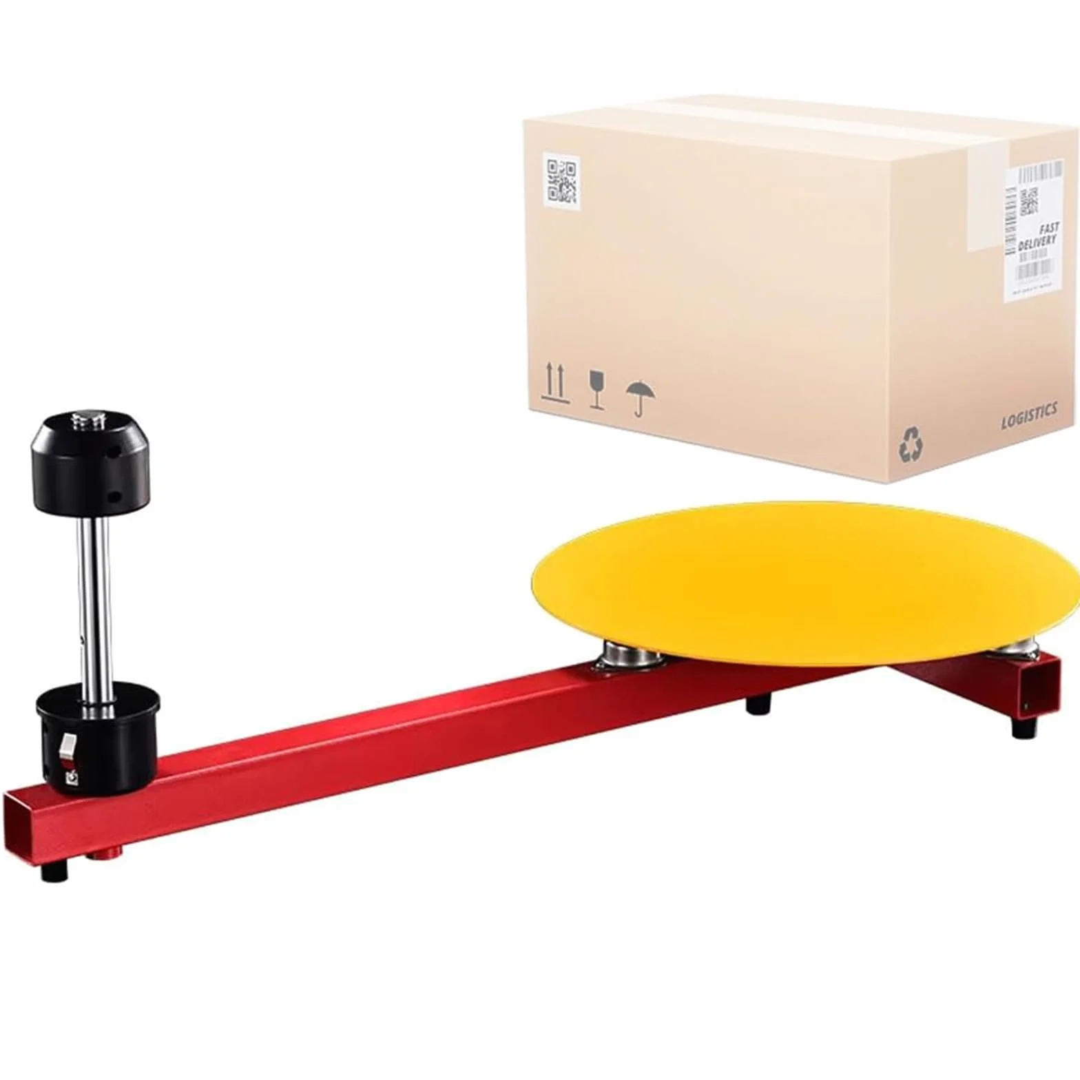 Banco Manuale per Avvolgimento con Film Estensibile, Macchina Avvolgipallet con Piatto Girevole da 30cm - Tavolo Robusto per Scatole & Supporto Dispenser Pellicola per Magazzino e Logistica
