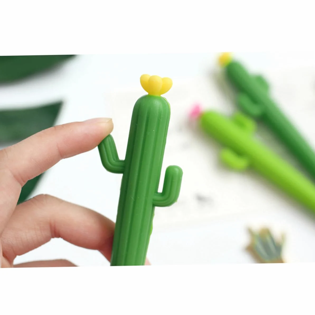 Penna Gel a Cactus 0, 5mm Nera 24 Pezzi in Plastica | Verde, Punta Fine e Formato Portatile, per Ragazzo Ragazza e Ragazzi, Idea Regalo per Compleanno