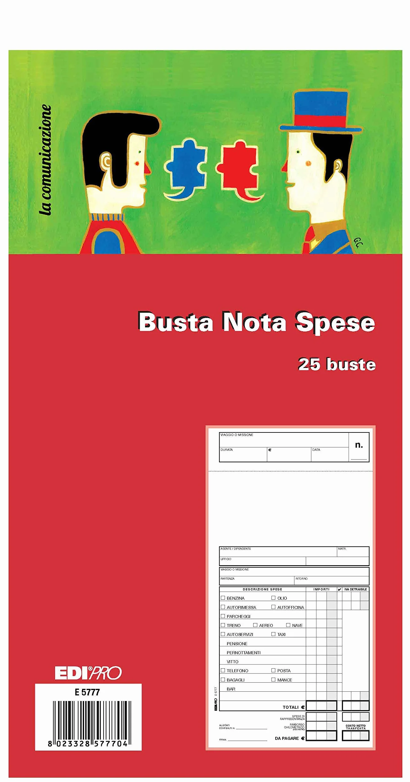 EDIPRO E5777 Blocco busta nota spese 25 sztuk 28x14,8 cm