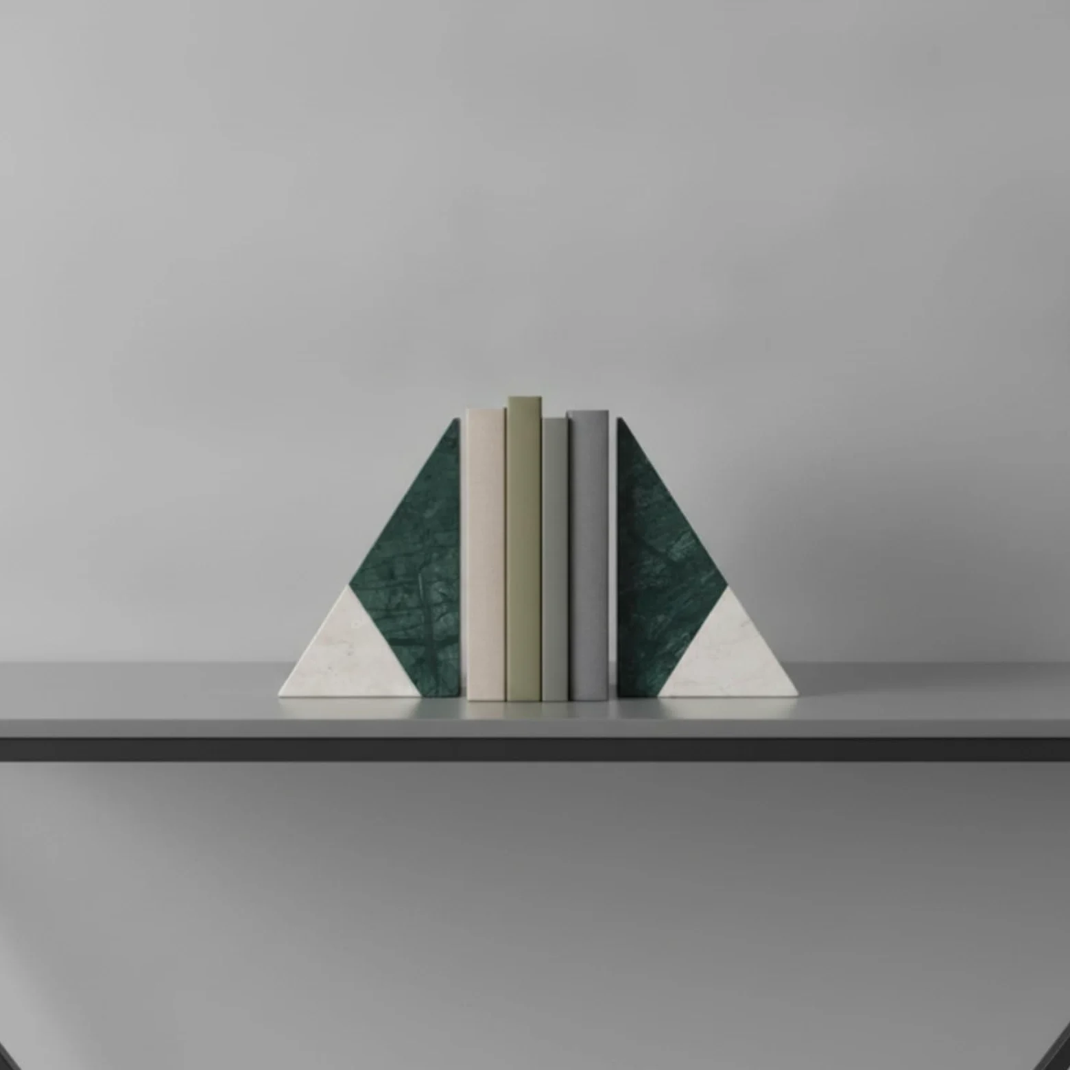 Fermalibri in Marmo Pesante Fermalibri Geometrici Minimalista Reggilibri di Pietra per Lettori, Collezionisti, Nero+Bianco
