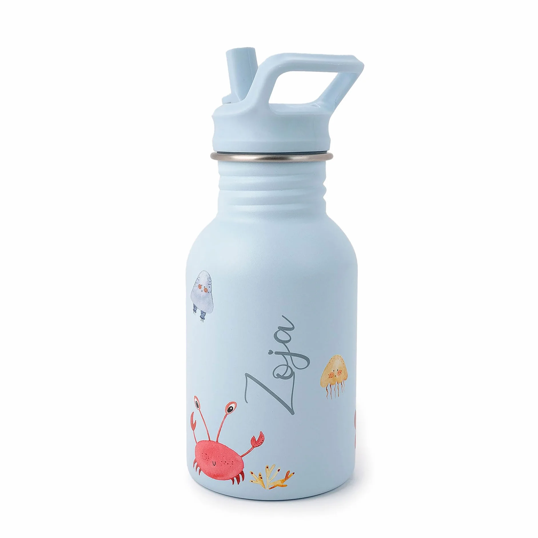 J.Børn Butelka personalizowana ze słomką dla dzieci 350 ml stal nierdzewna