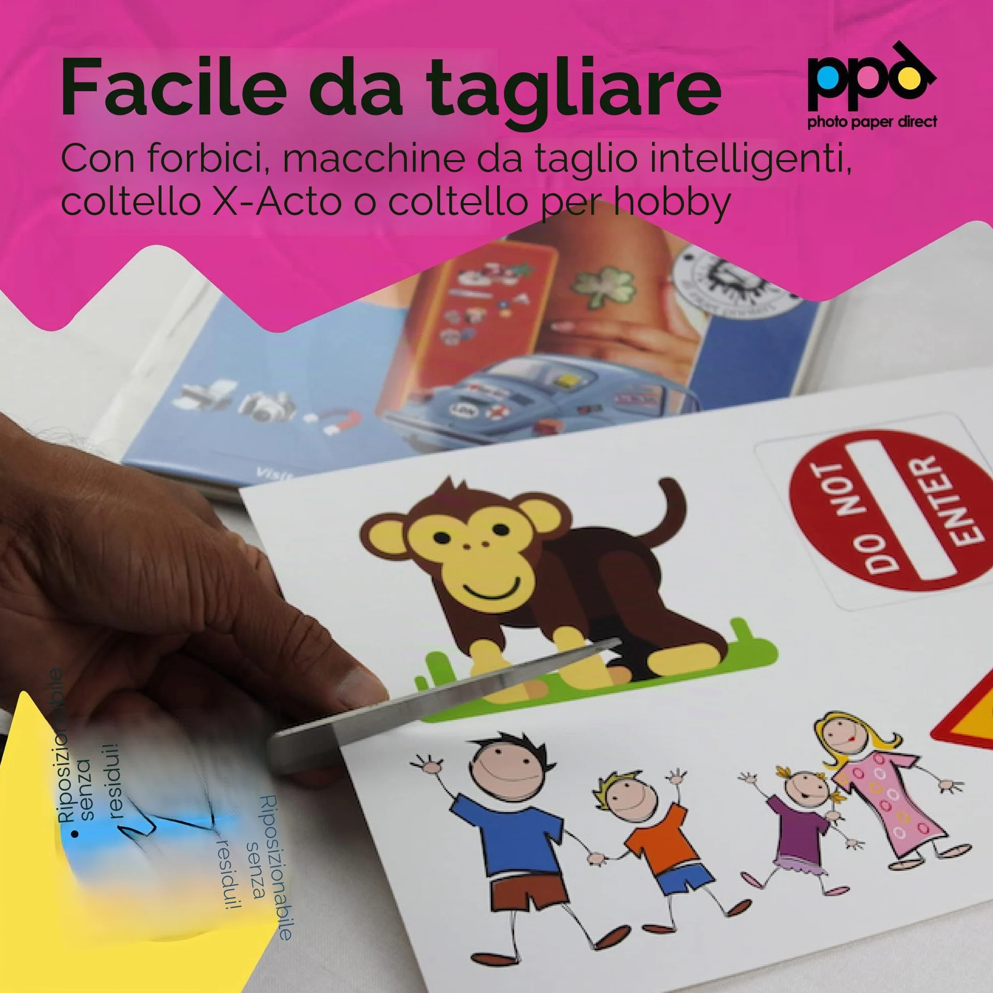 Fogli Di Carta Vinile Adesiva Opaca PPD A4 10 Per Stampanti Inkjet - Sticker Bianco