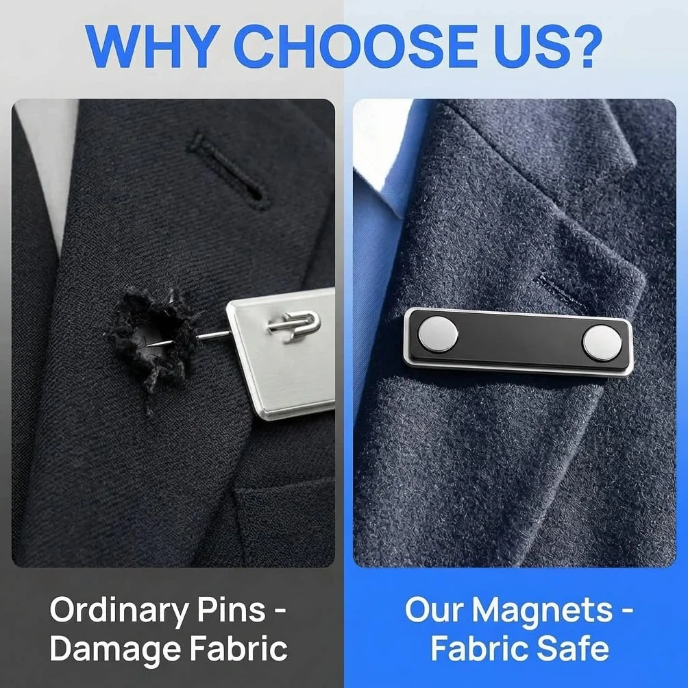 Badge Magnetico Autoadesive 12 Pezzi con 3 Potenti Magneti al Neodimio per Bavero Giacca