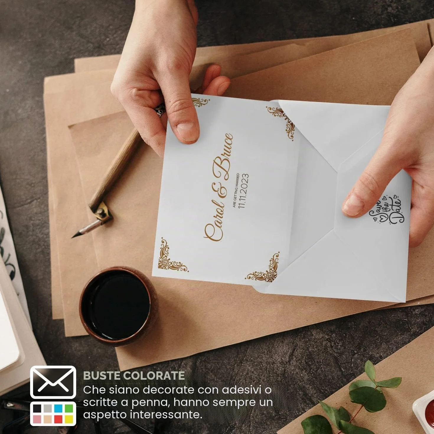 Rainbow Netuno 25 biglietti pieghevoli formato B6 12,5 x 17,5 cm carta colorata crema con buste set creativo