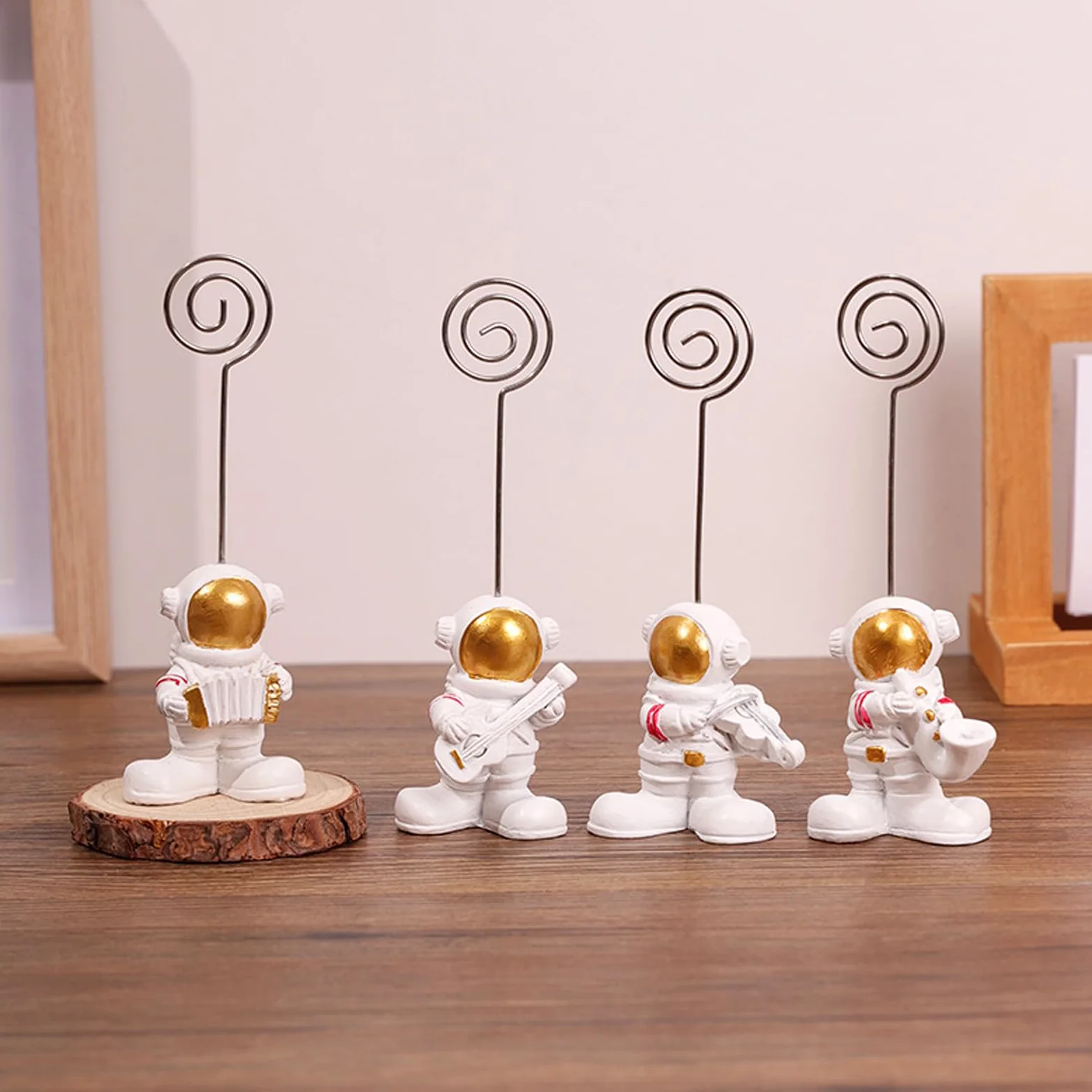 5 porta biglietti da visita con astronauta, decorazione a tema spaziale, porta cartoline, memo, per matrimoni, decorazioni da scrivania, regali di compleanno