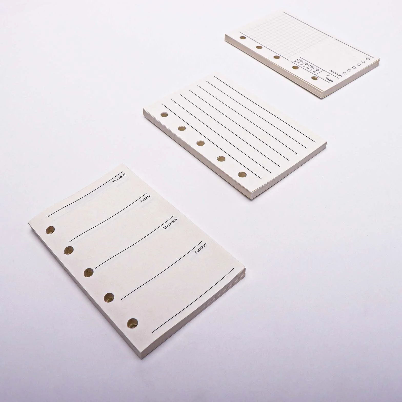 Carta di Ricambio per Raccoglitore Mini 6,6 x 10 cm, 120 Fogli, M5-5 Fori, Linea Verticale