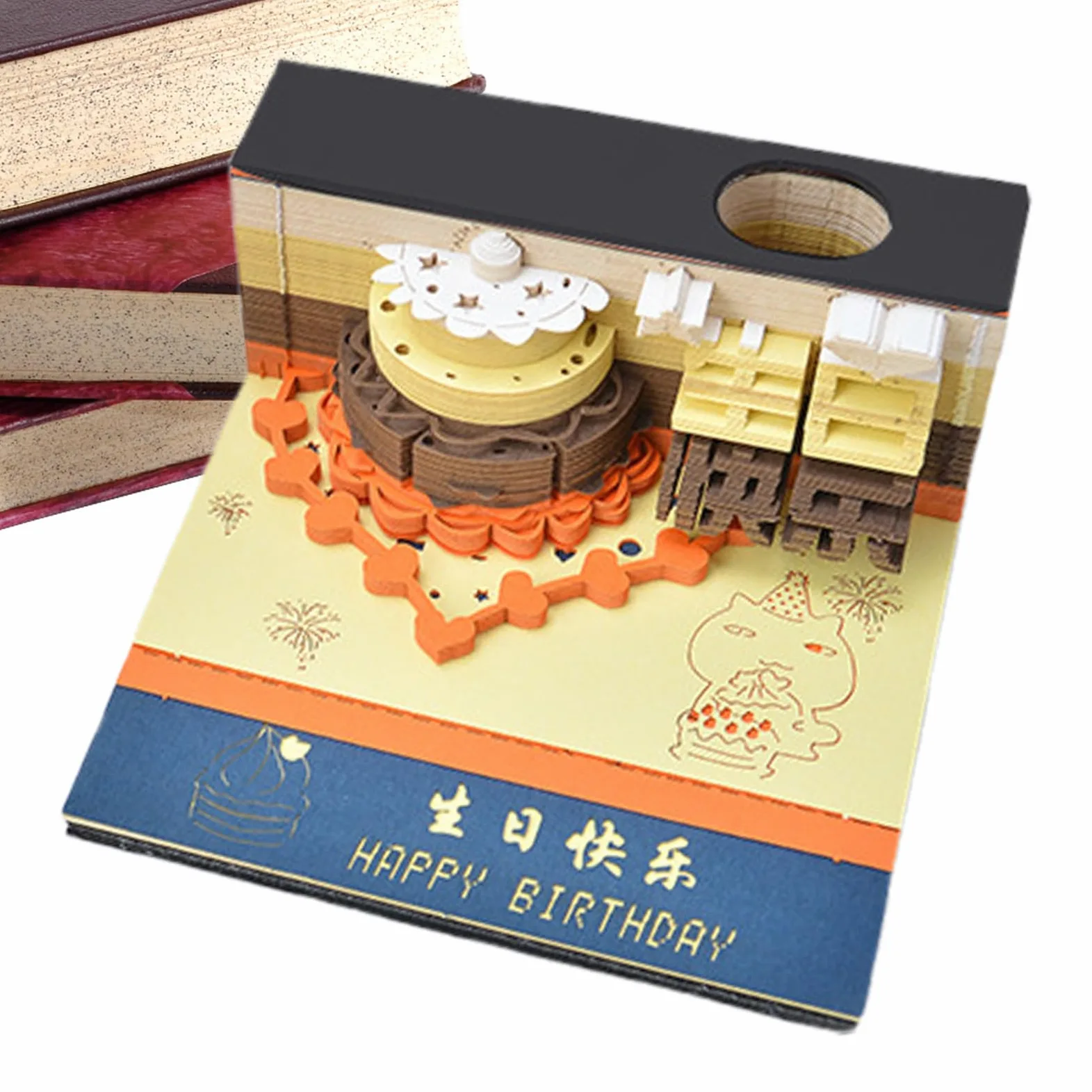 Blocco note 3D, adesivo con motivo vintage, per incisione, multiuso, vintage, per ufficio, Natale, Pasqua, scrivania