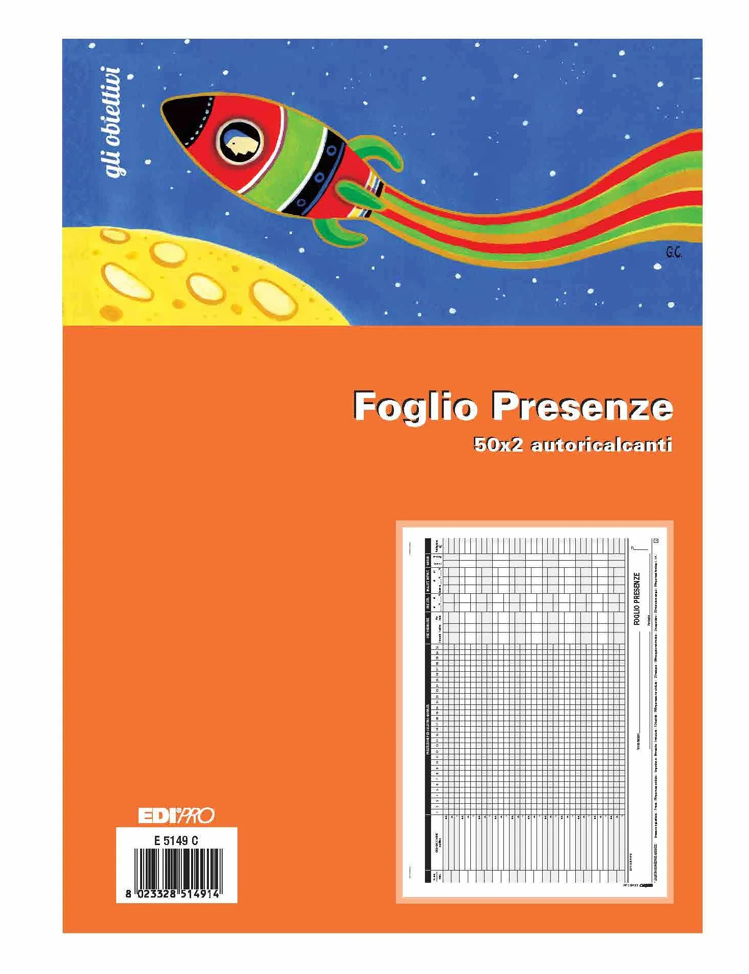 EDIPRO E5149C Blocco presenze mensili 50x2 autoricalcante 22x29.7