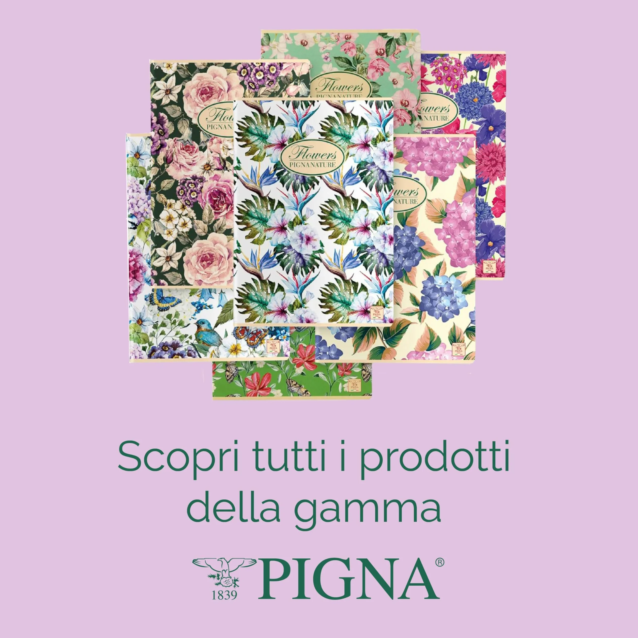 Pigna Maxi Quaderni Nature Flowers A4 21x29,7 cm 1R Righe 80 gr Carta Riciclata 10 szt