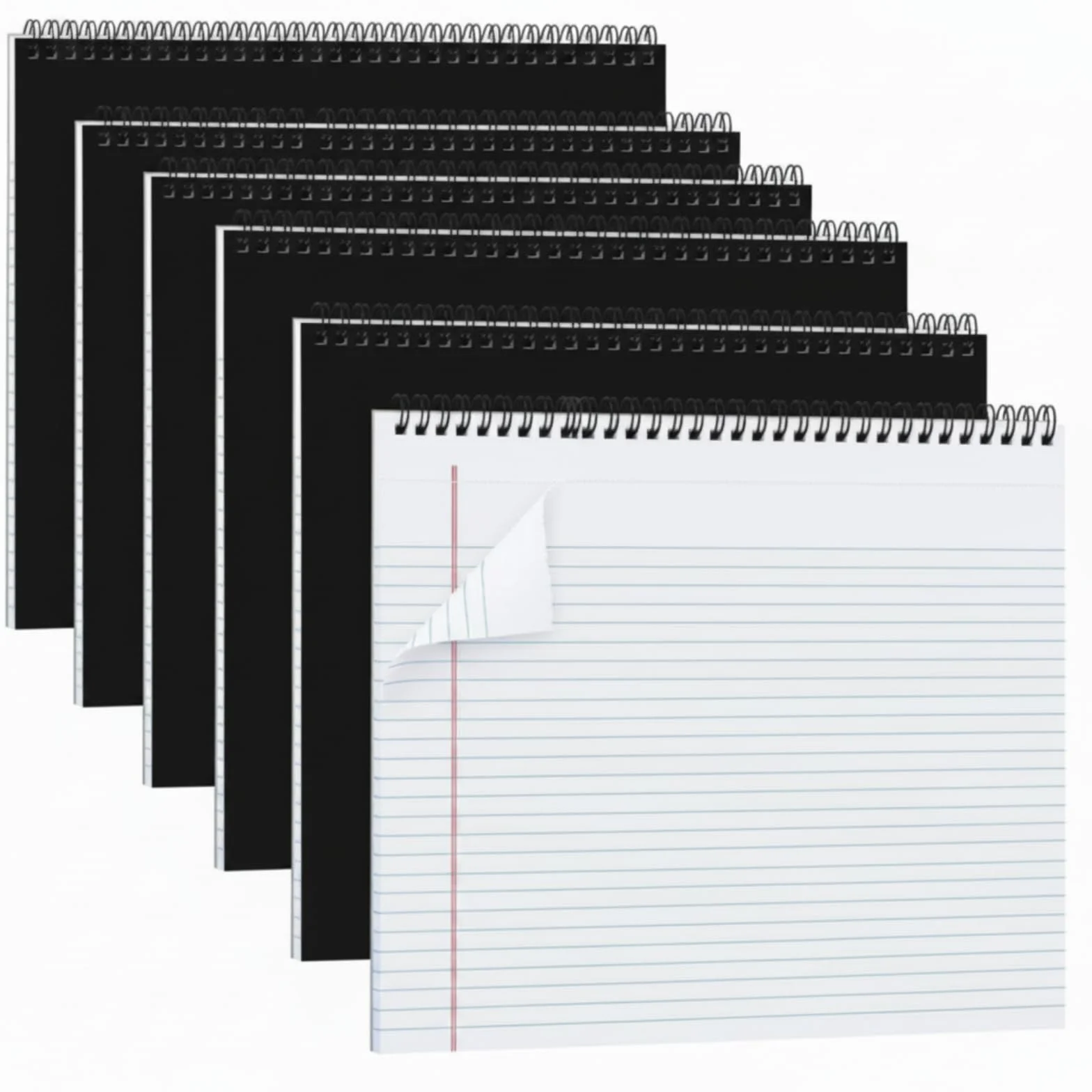 MotiMind Confezione da 6 quaderni orizzontali con rilegatura a spirale, 28 x 24,9 cm, a righe universitarie, per la rimozione, 40 fogli, blocco note orizzontale, con pagine perforate, per ufficio e