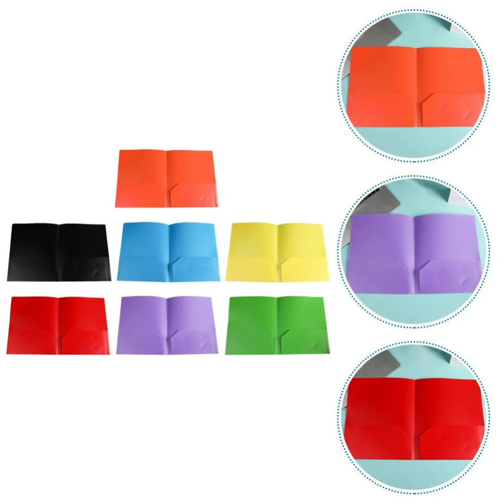 7pezzi Cartelline Plastica Con Doppie Tasche Organizer Per Documenti Per Ufficio e Scuola Diverse Colorazioni Arancione Per Gestire File e Presentazioni