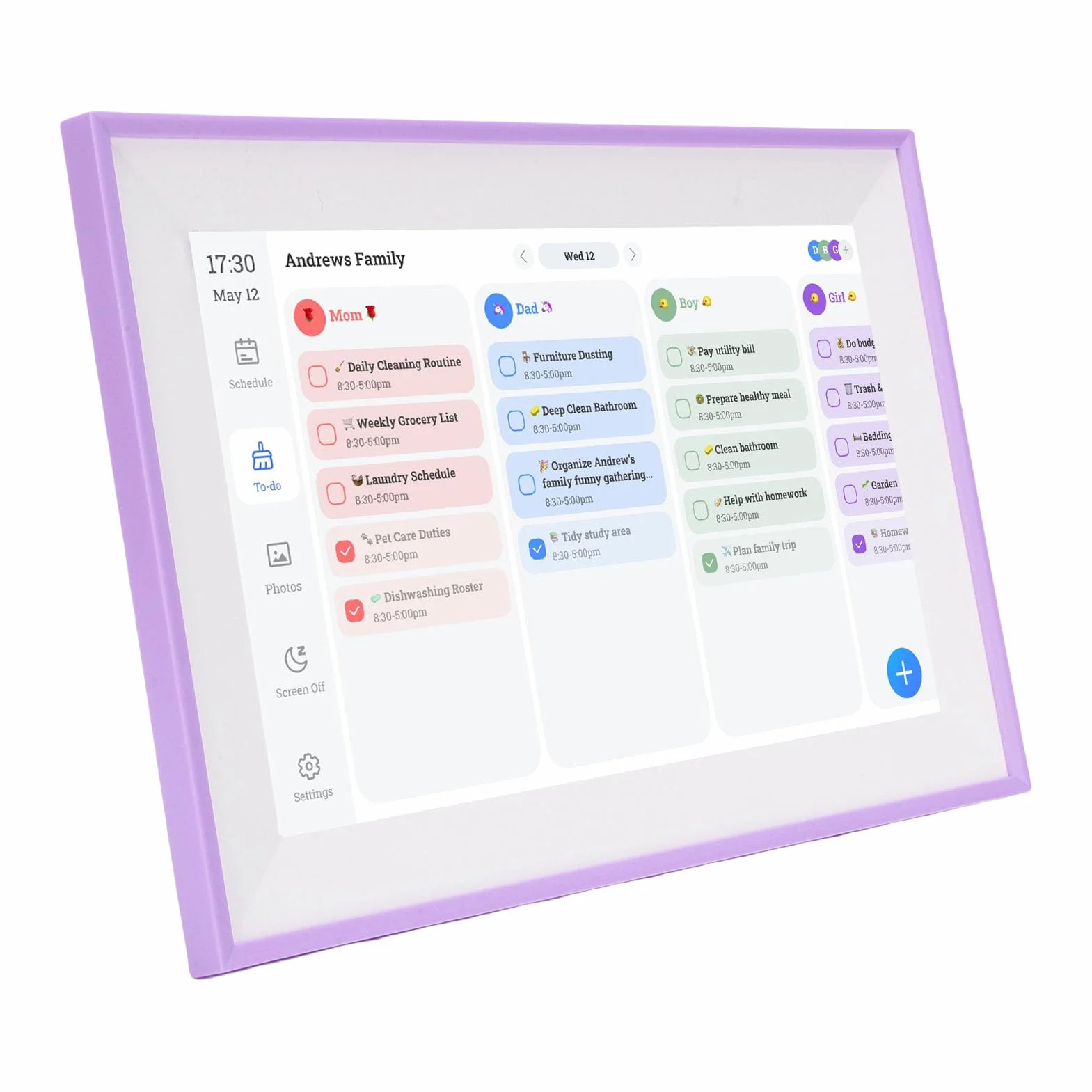 Jeffergarden Calendario Digitale Intelligente, Agenda Familiare Touch Screen con Grafico dei Lavori Domestici, Display LCD da 10,1 Pollici per l'organizzazione di Casa e Ufficio
