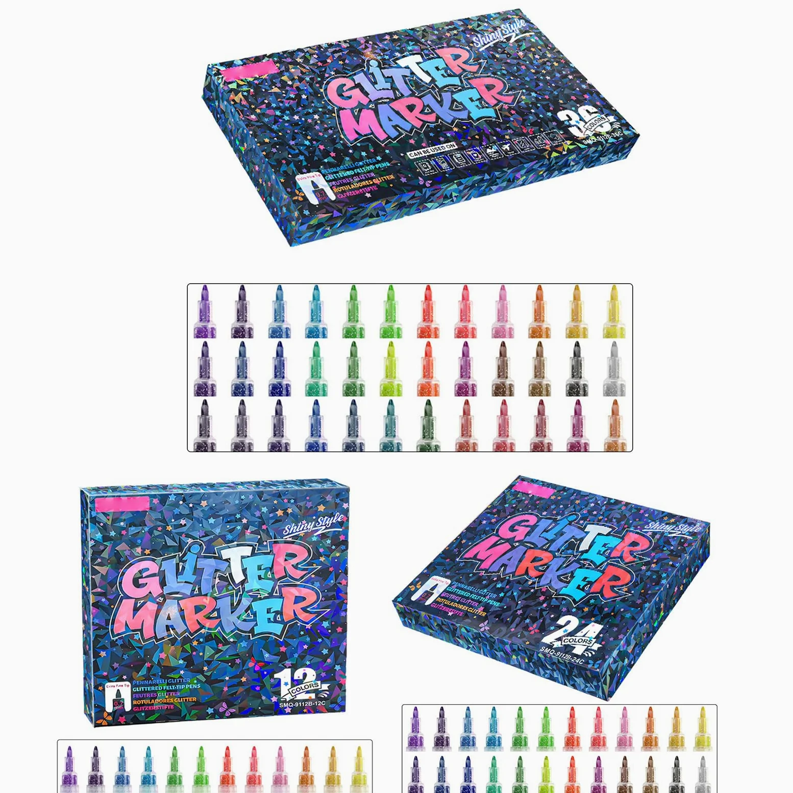 ljhnba Pennarello scintillante Punta fine da 0, 7 mm Evidenziatore scintillante asciugatura rapida per diari Notebook Scrapbooking Card Making Penna da creativa