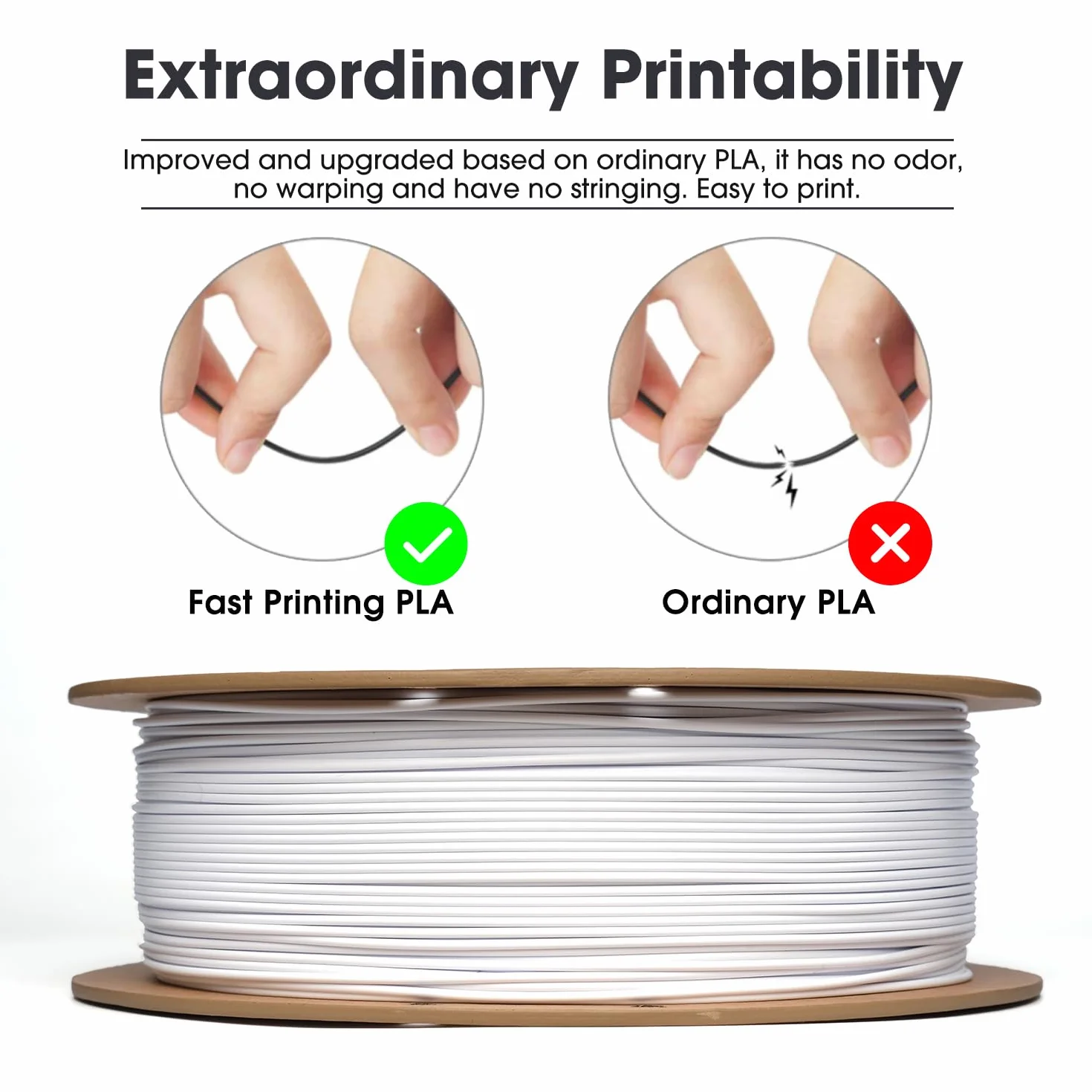 eSUN Filamento PLA 1,75 mm Basic PLA per Stampanti 3D Precisione Dimensionale +/- 0,05 mm Bobina 1 kg Bianco Freddo