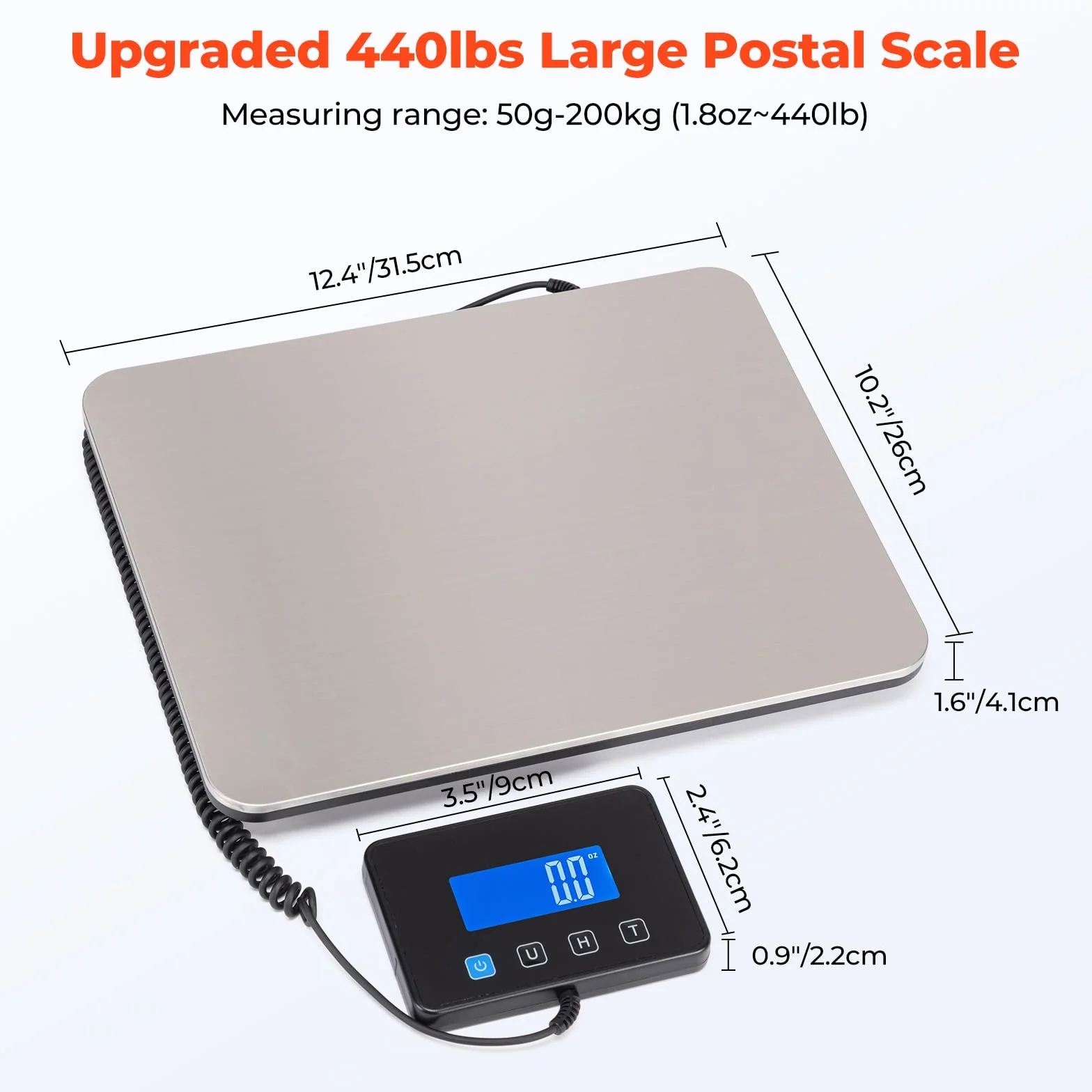 MUNBYN Bilancia elettronica da 200 kg/440 libbre con supporto pieghevole, display LCD, funzione tara/Hold
