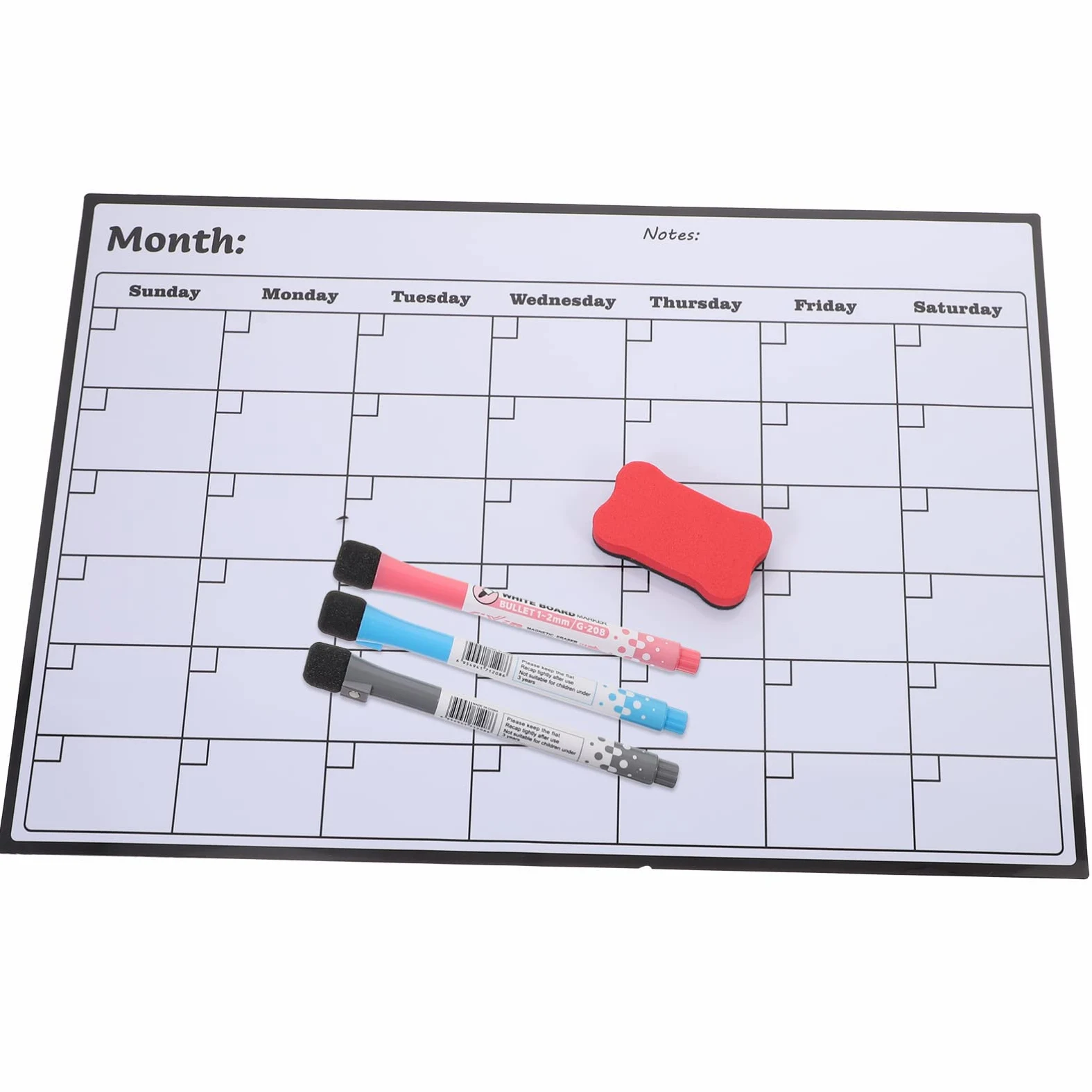 Agenda Mensile Magnetica Congelatore Pianificatore Mensile della Lavagna Calendario Bianca Magnetico PVC