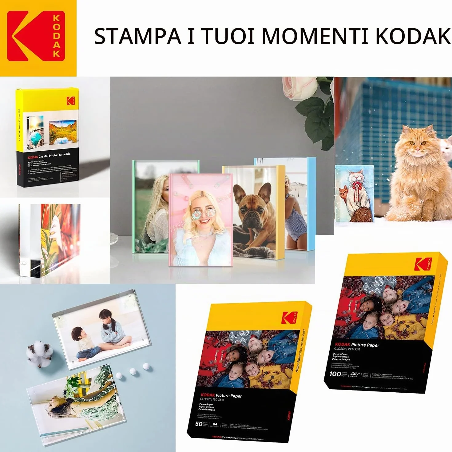 KODAK Snapshot Photo Paper 100 Fogli 102x152mm 180 gsm Carta Fotografica Brillante
