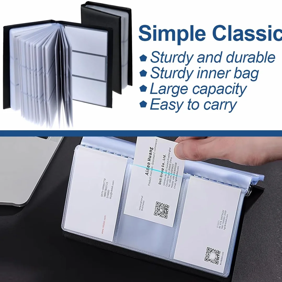 Porta Biglietti da Visita in PVC Trasparente, Porta Carta di Credito, Libro Porta Biglietti Nero
