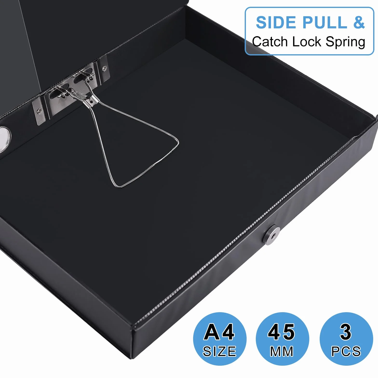 3PCS Scatola Archivio A4 con Coperchio, Dorso da 45mm, per Ufficio | A4 Scatola Archivio, Scatola per Documenti Archivio, Cartella Portaprogetti Scatole per ufficio, Scuole (Nero)