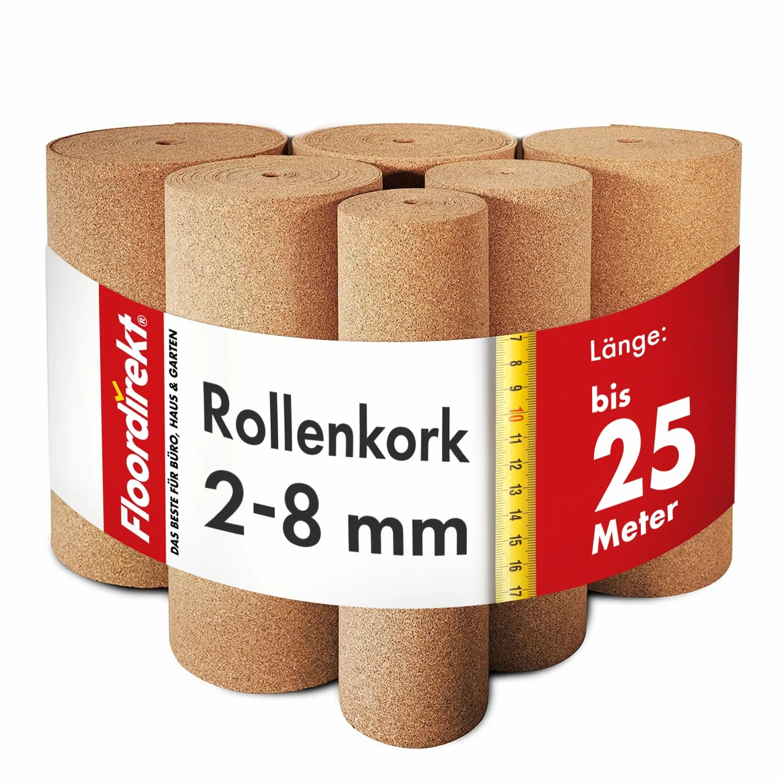 Floordirekt Rotolo di Sughero, Base Isolante Naturale, Versatile, Isolante Acustico e Termico, 8 mm, 100 x 100 cm