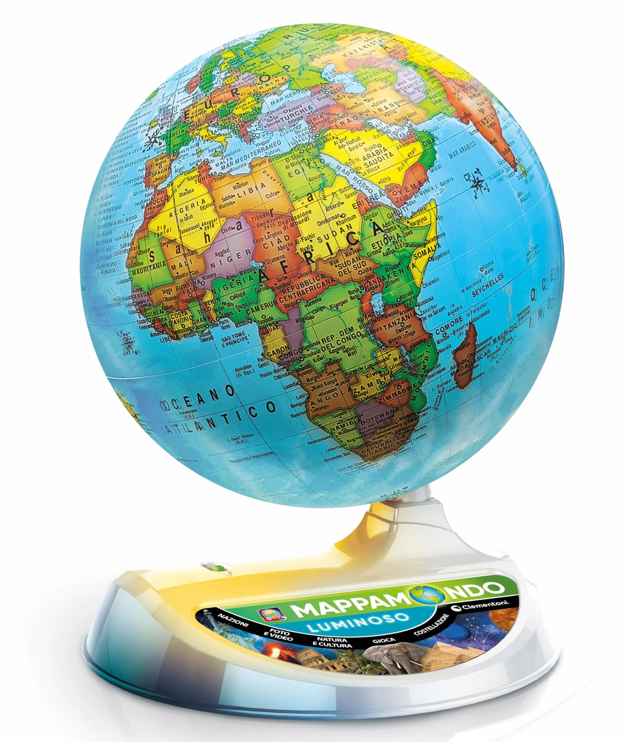 Clementoni Sapientino Più Mappamondo Luminoso Globo Educativo 22cm con Realtà Aumentata