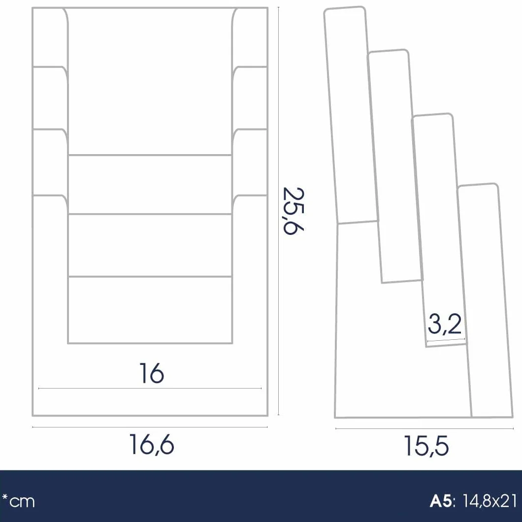 Danieli | Espositore Porta Depliant 4 posti A5 da Tavolo in Acrilico Trasparente - Espositore Brochure da tavolo - Espositore da banco Porta Volantini, Cartoline e Biglietti (5)