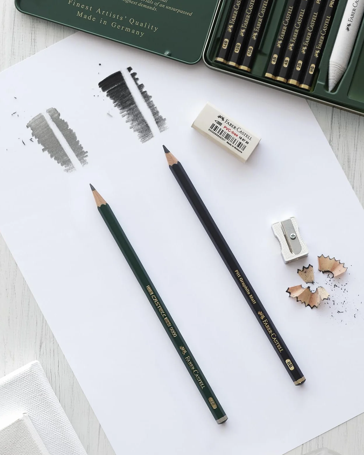 Faber-Castell Pitt Monochrome Matite Grafite Set 4 Pezzi Gradi 2B 6B 10B 14B Ultra Opaco