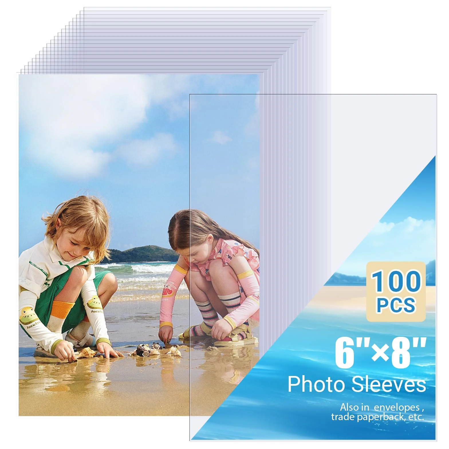 Custodie Foto Trasparenti 15x21 cm Apertura Superiore Senza Fori Acido Libero Impermeabili per Album Documenti A5